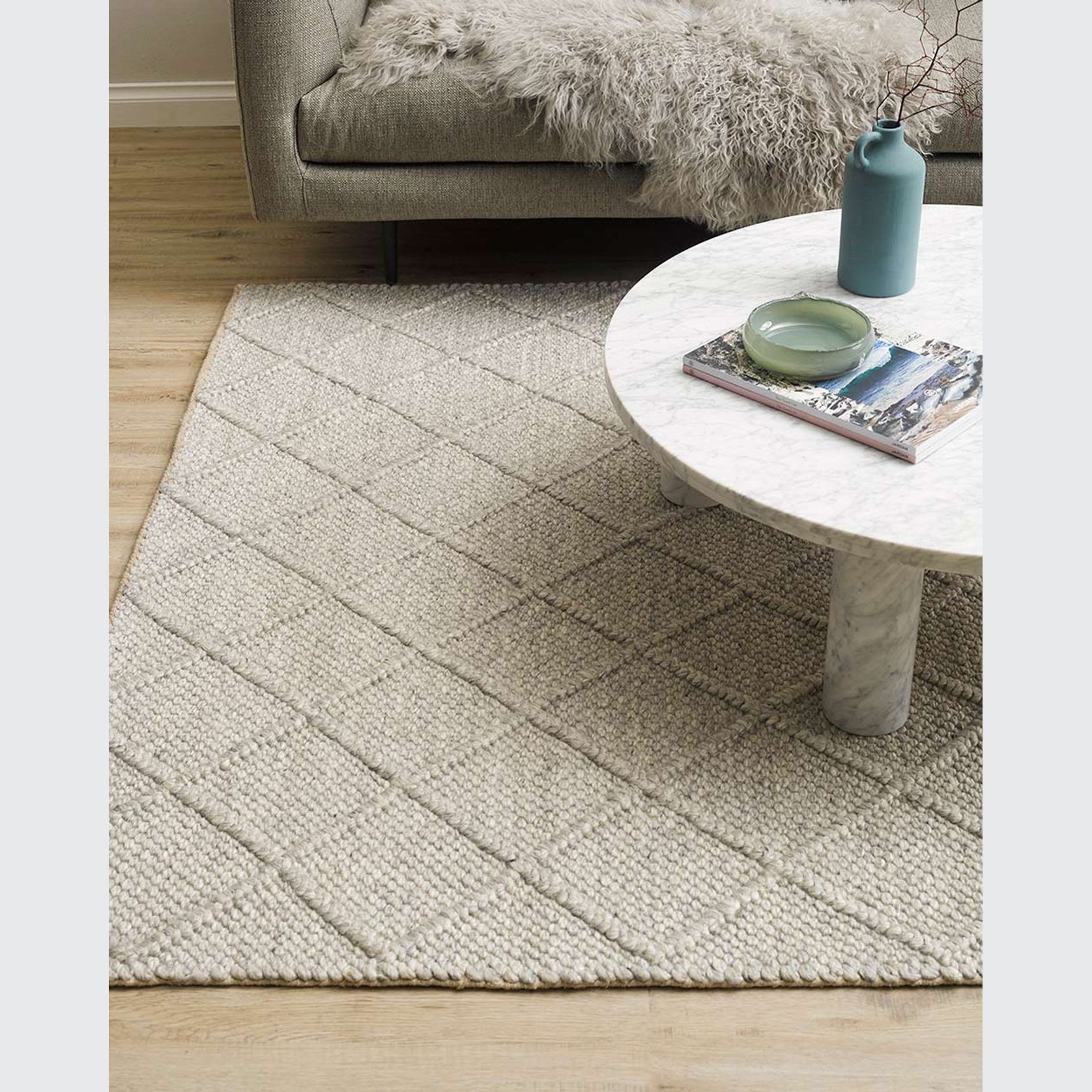 Baya Dakota Handwoven Textured Rug - Silver Birch gallery detail image