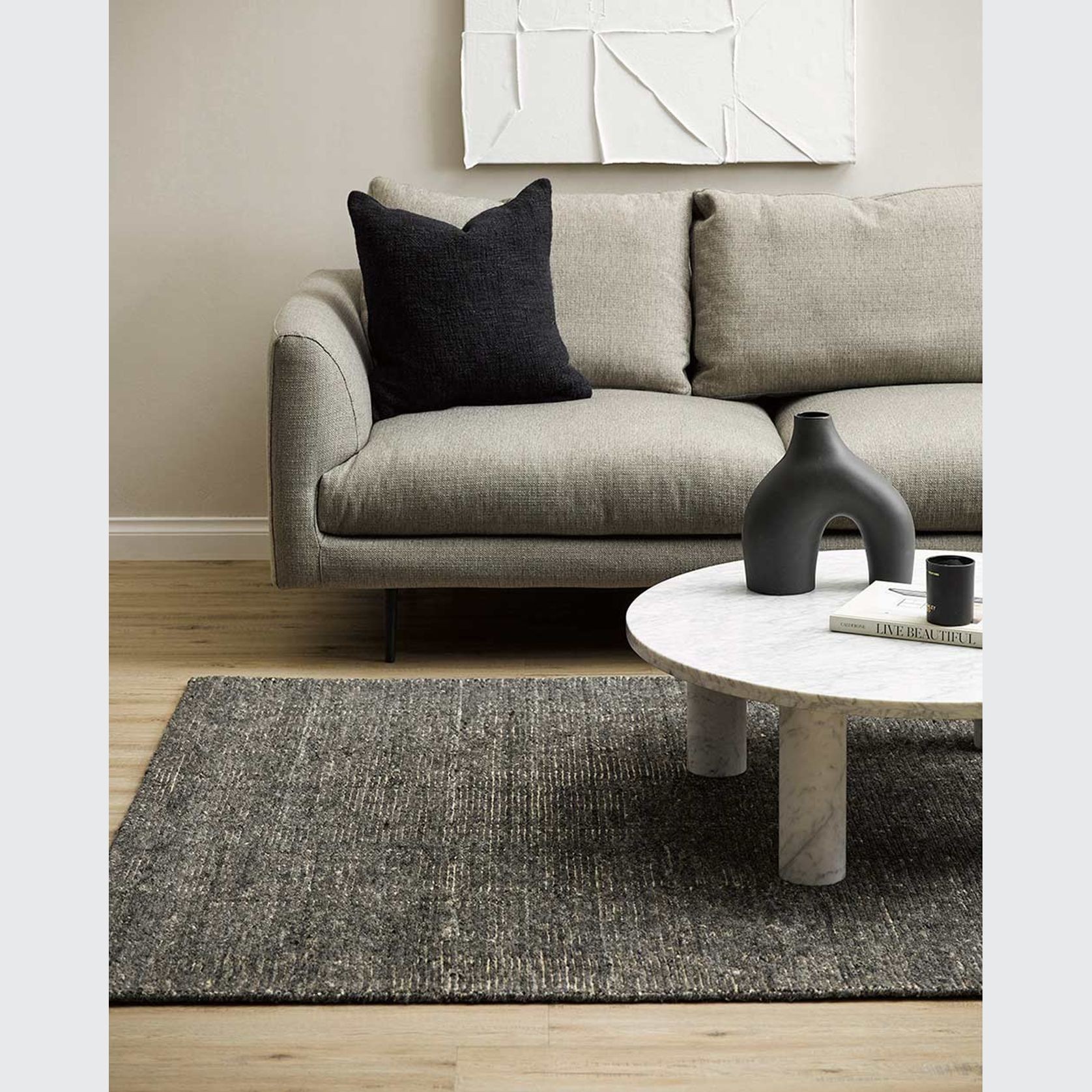Baya Emmett 100% Wool Floor Rug - Peat gallery detail image