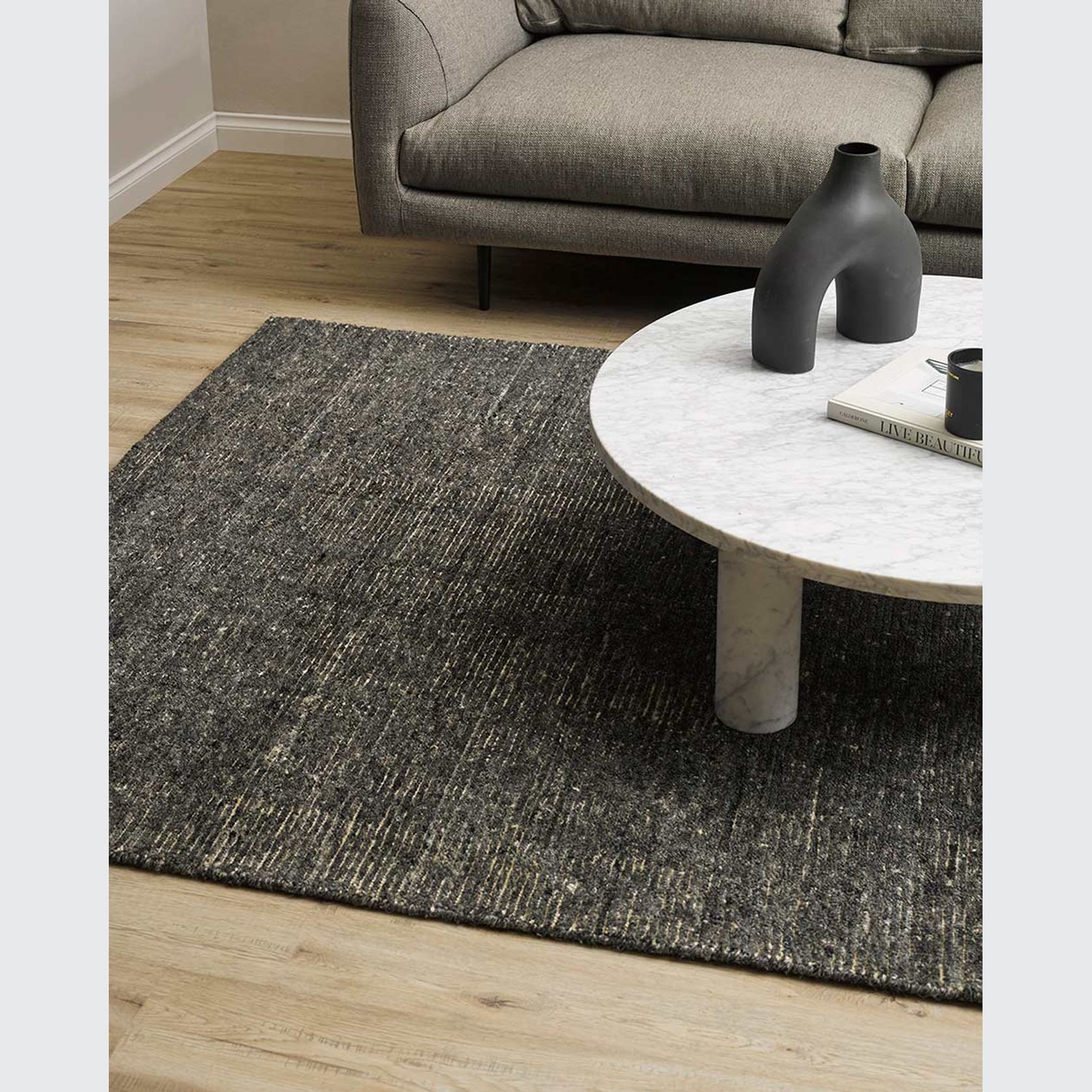 Baya Emmett 100% Wool Floor Rug - Peat gallery detail image
