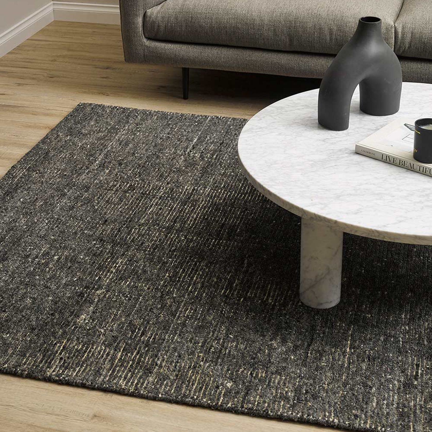 Baya Emmett 100% Wool Floor Rug - Peat gallery detail image