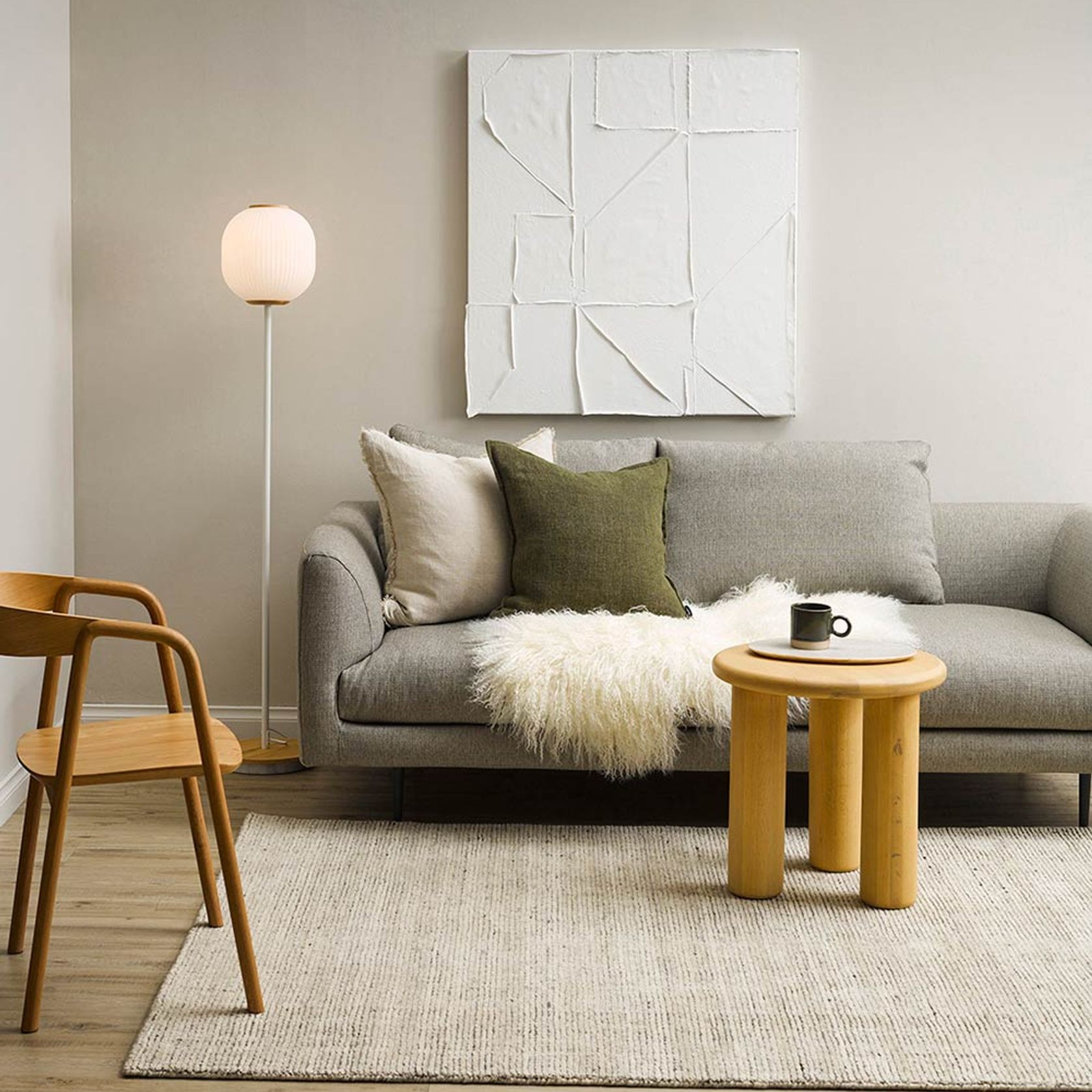Baya Emmett 100% Wool Floor Rug - Pumice gallery detail image