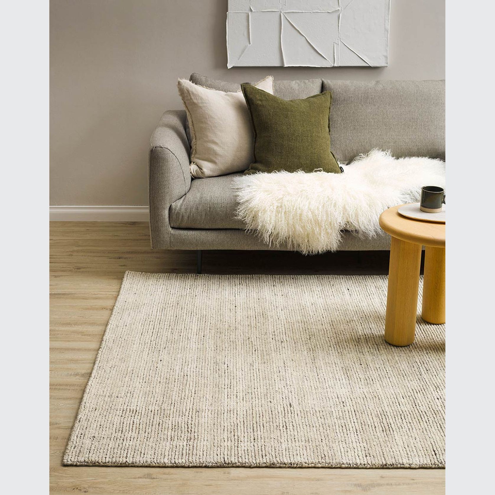 Baya Emmett 100% Wool Floor Rug - Pumice gallery detail image