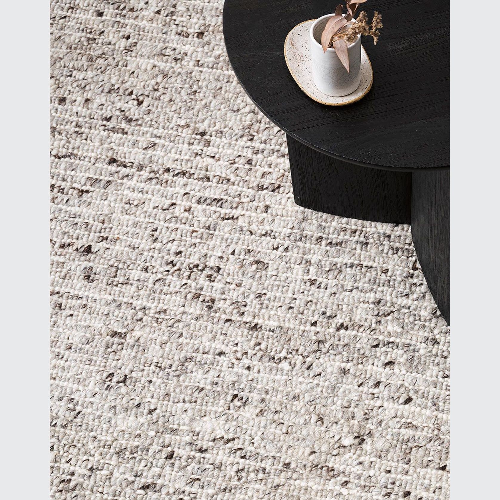 Baya Karaka Handwoven 100% Wool Rug - Oyster Grey gallery detail image