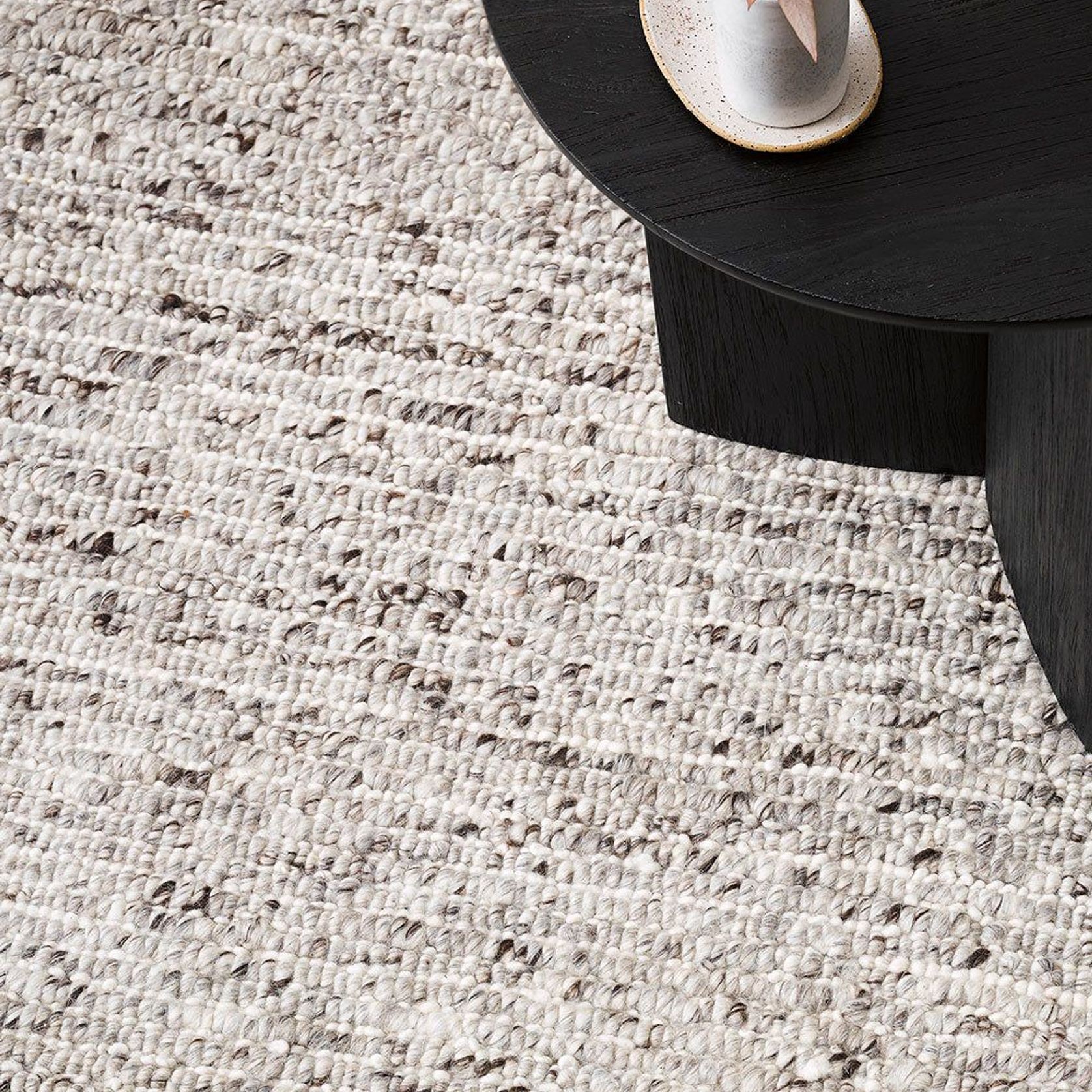 Baya Karaka Handwoven 100% Wool Rug - Oyster Grey gallery detail image