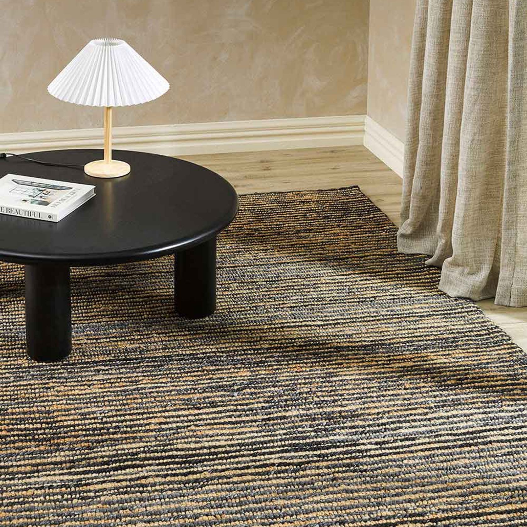 Baya Lima Floor Rug - Charcoal/Natural | Jute and Wool Blend gallery detail image