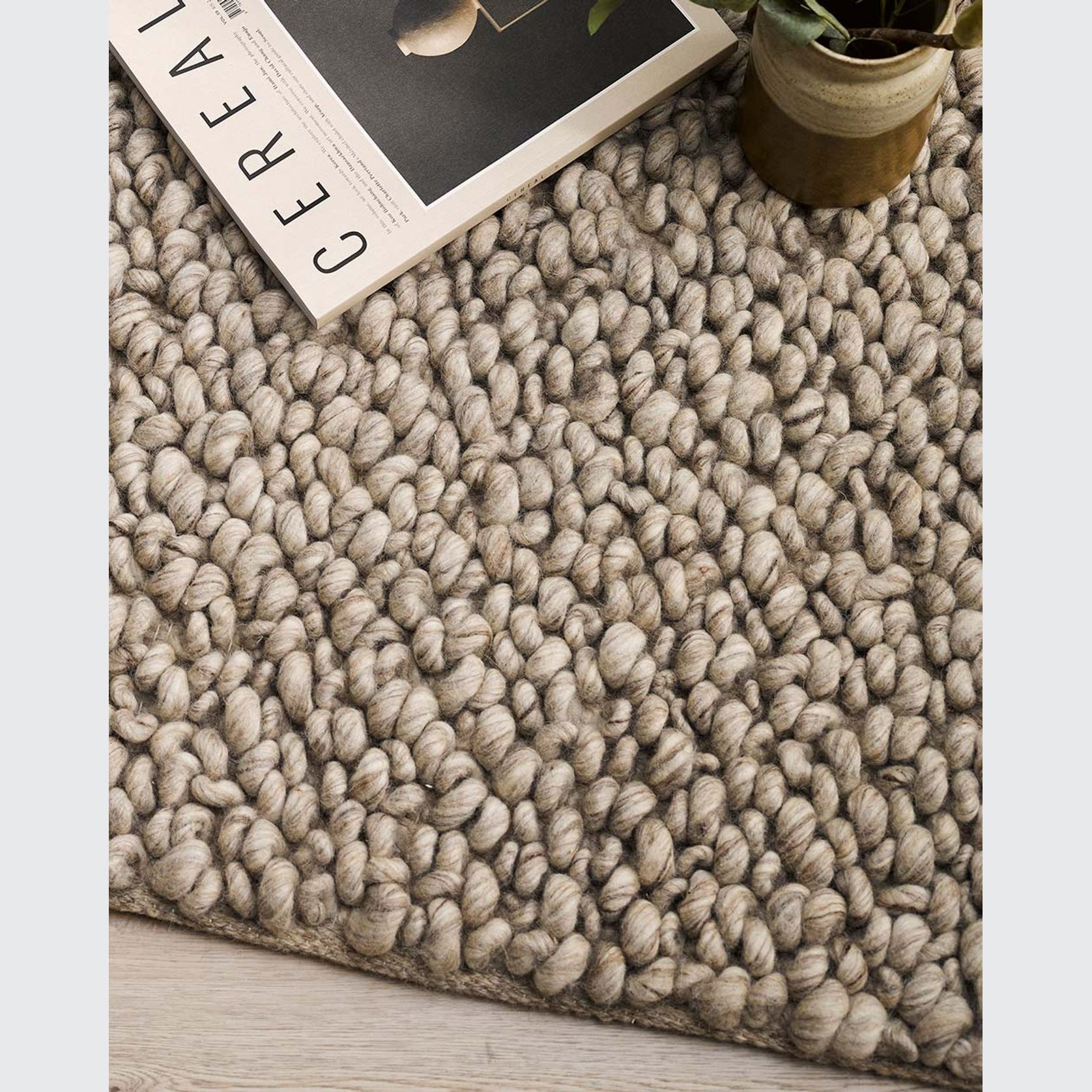 Baya MacKenzie 100% Wool Loop Pile Floor Rug - Fallow gallery detail image