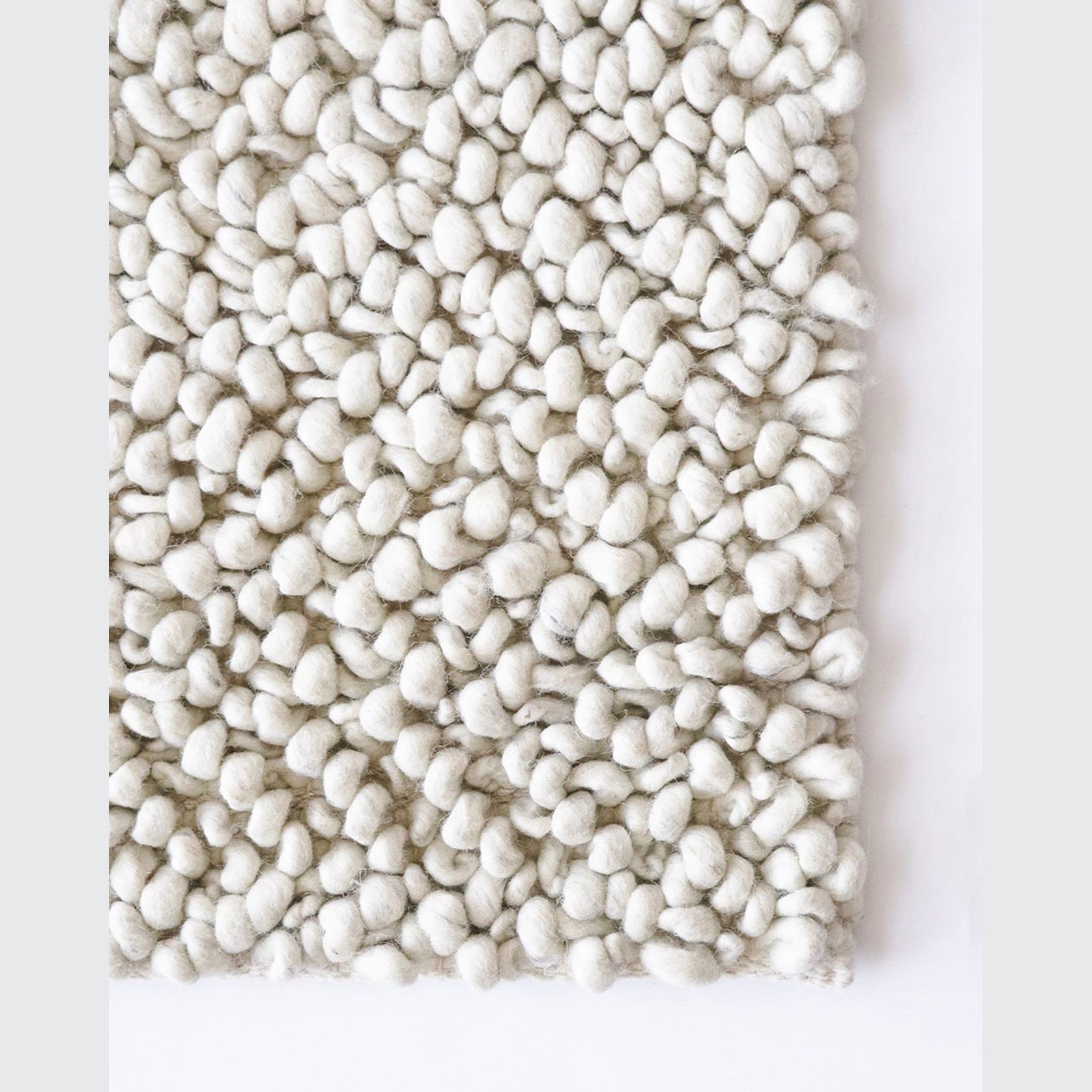 Baya MacKenzie 100% Wool Loop Pile Floor Rug - White Straw gallery detail image