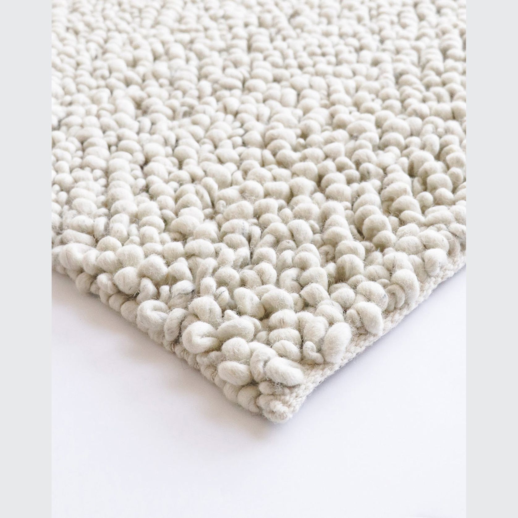Baya MacKenzie 100% Wool Loop Pile Floor Rug - White Straw gallery detail image
