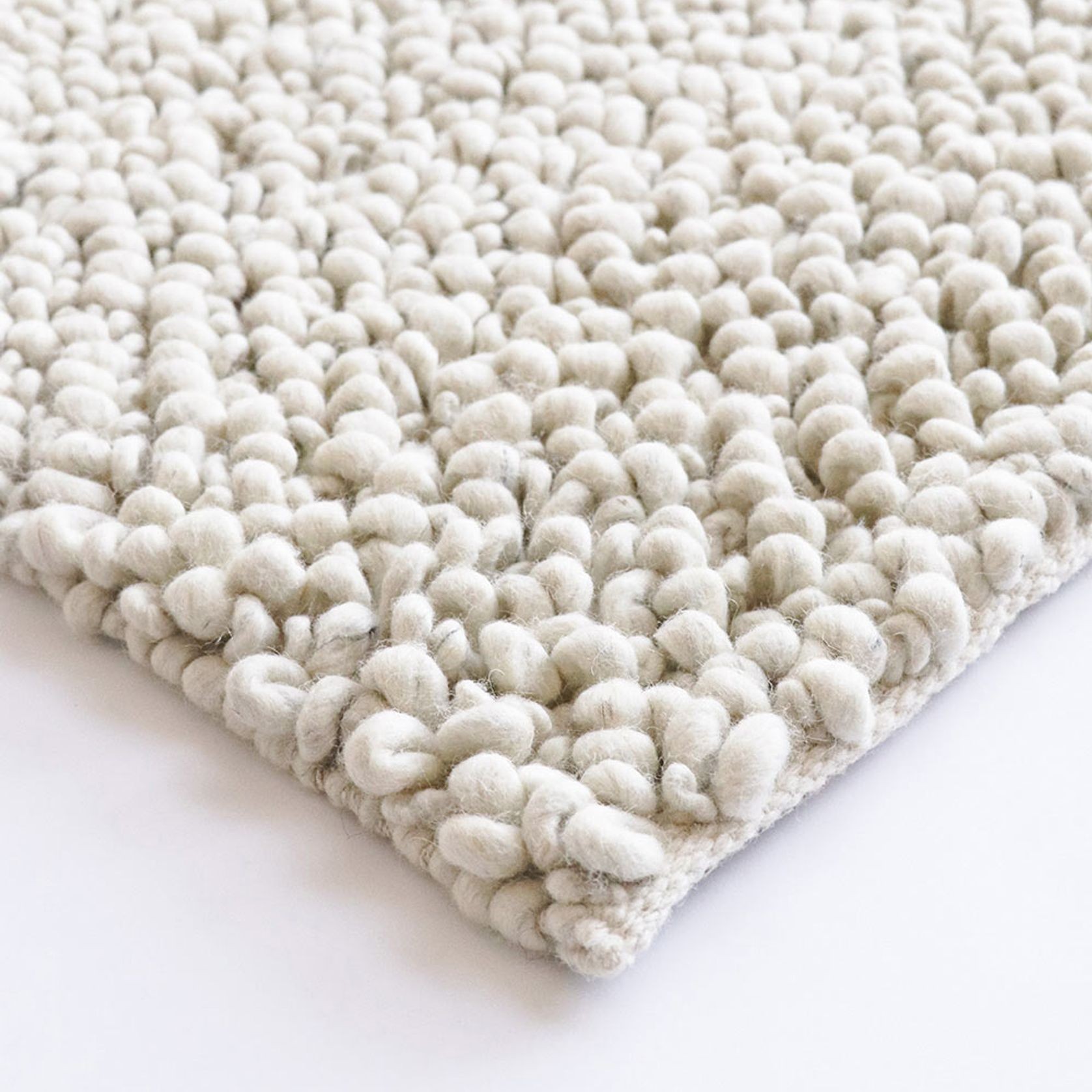 Baya MacKenzie 100% Wool Loop Pile Floor Rug - White Straw gallery detail image
