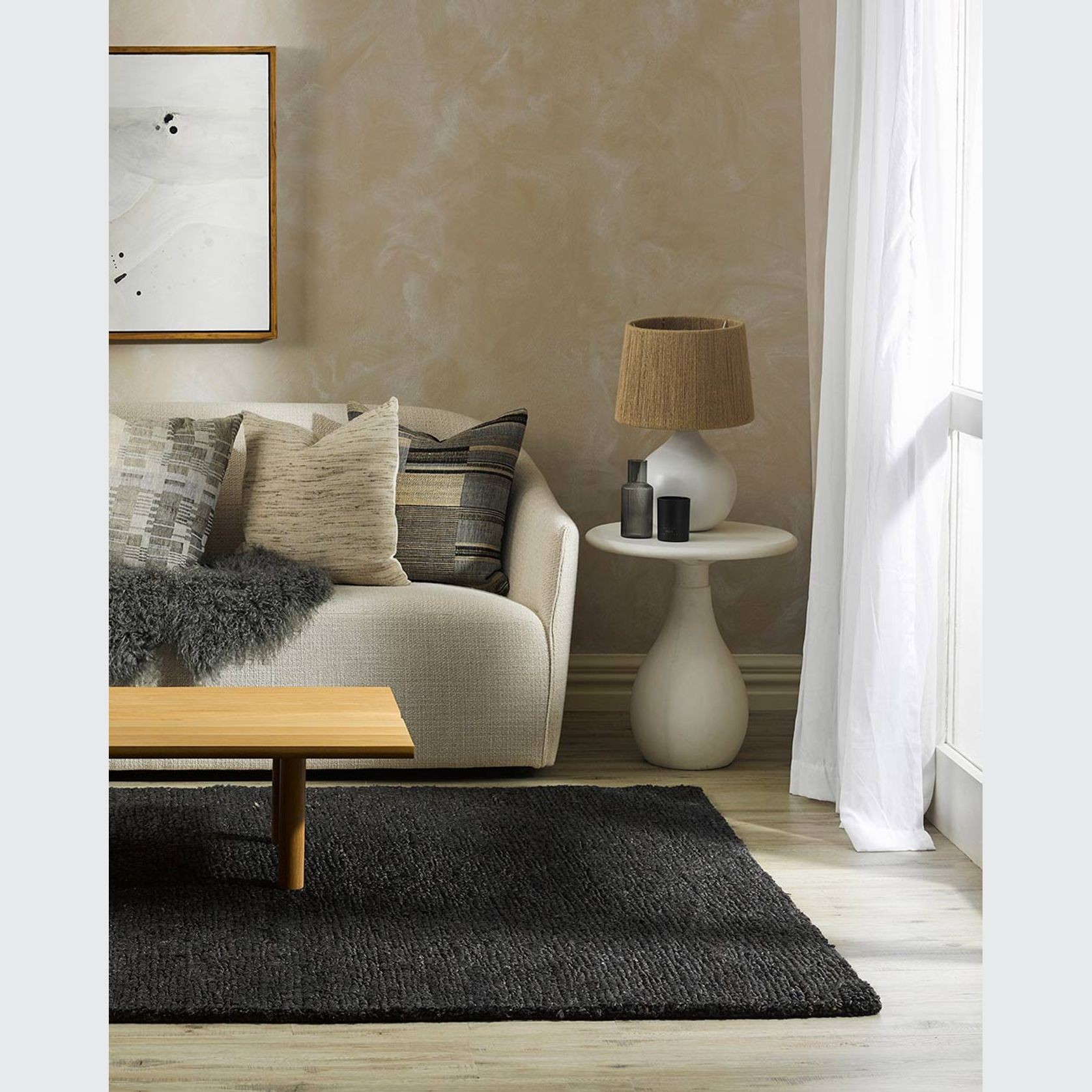 Baya Madagascar 100% Hemp Floor Rug - Licorice gallery detail image