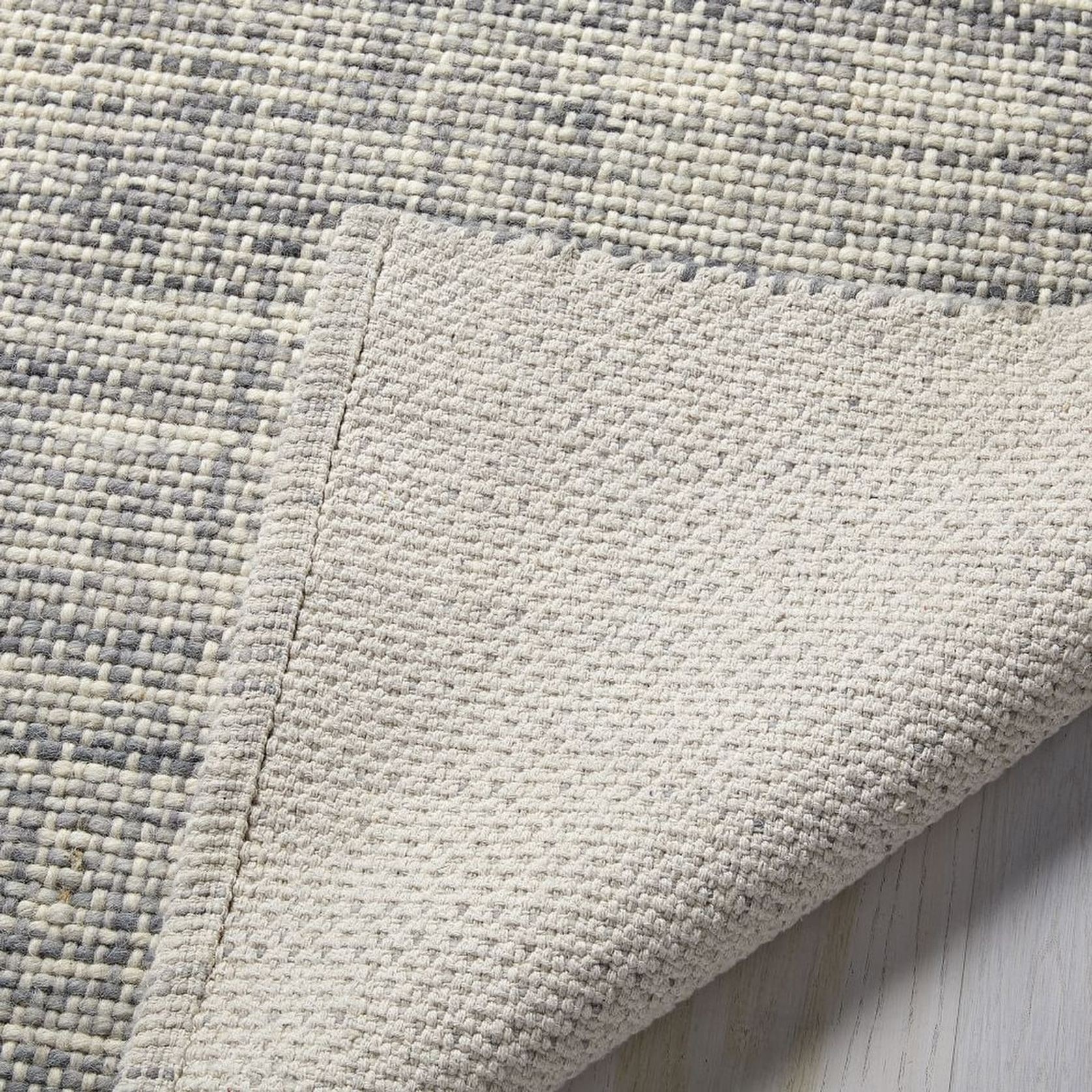 Mid-Century Heathered Basketweave Wool Rug gallery detail image