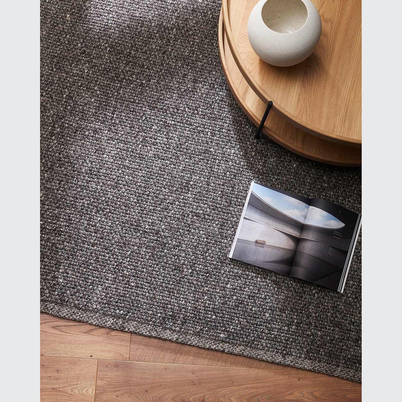 Baya Nebraska Handwoven Textured Rug - Charcoal gallery detail image