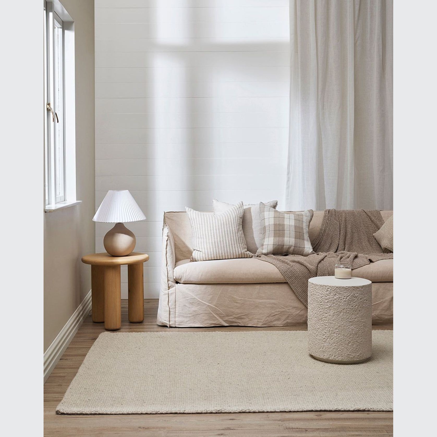 Baya Nebraska Handwoven Textured Rug - Natural White gallery detail image