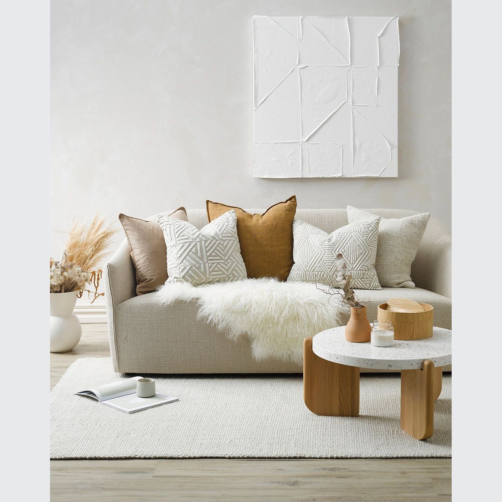 Baya Nebraska Handwoven Textured Rug - Natural White gallery detail image