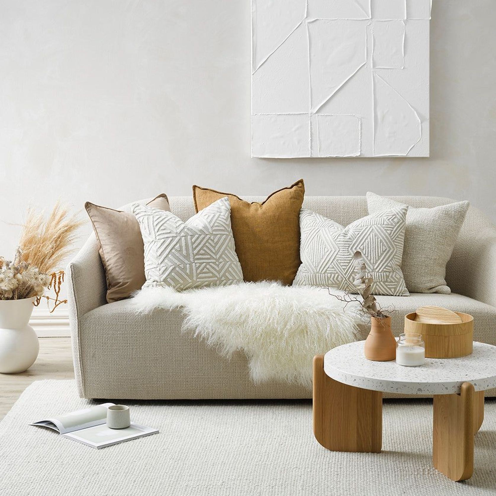 Baya Nebraska Handwoven Textured Rug - Natural White gallery detail image