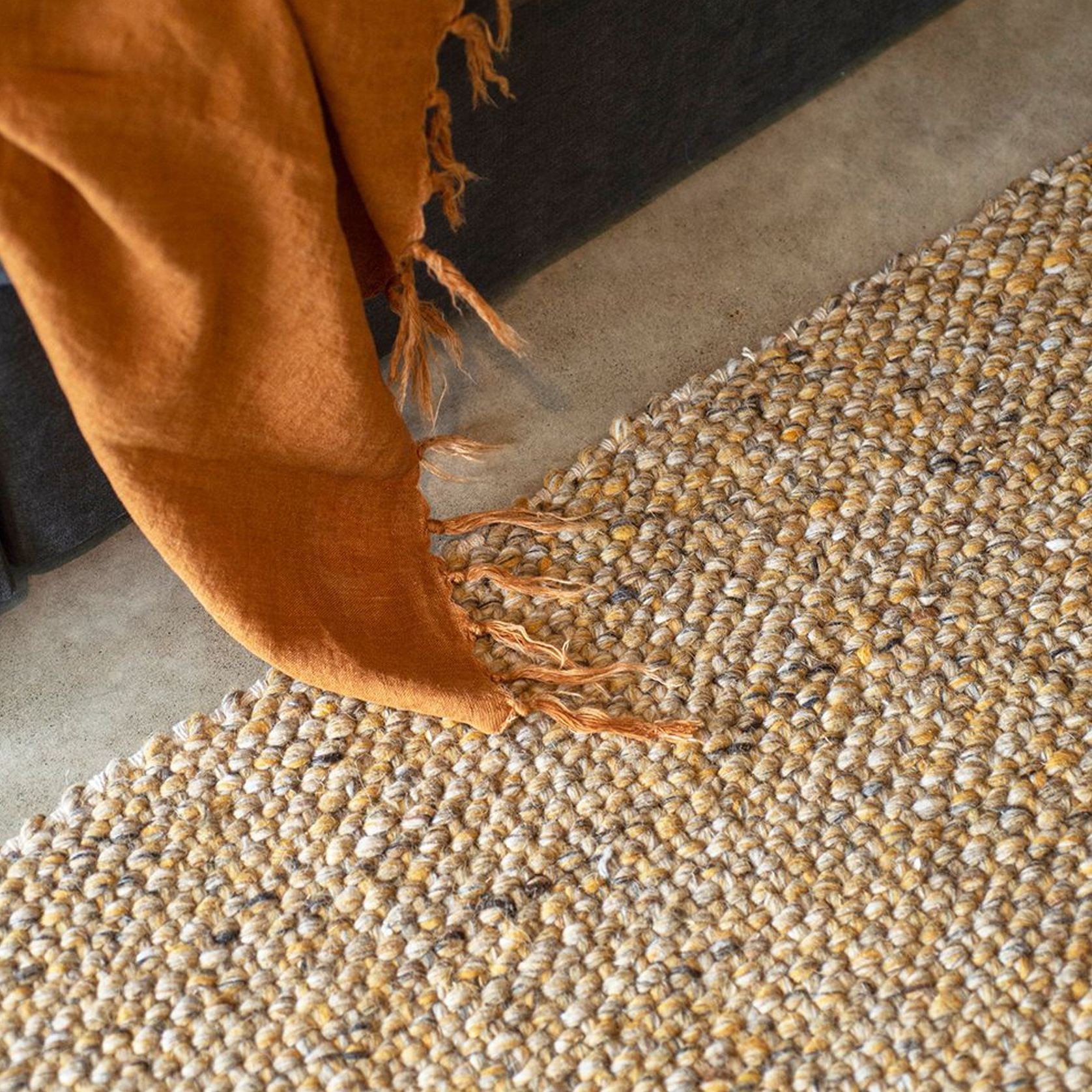 Baya Nebraska Handwoven Textured Rug Ochre ArchiPro NZ