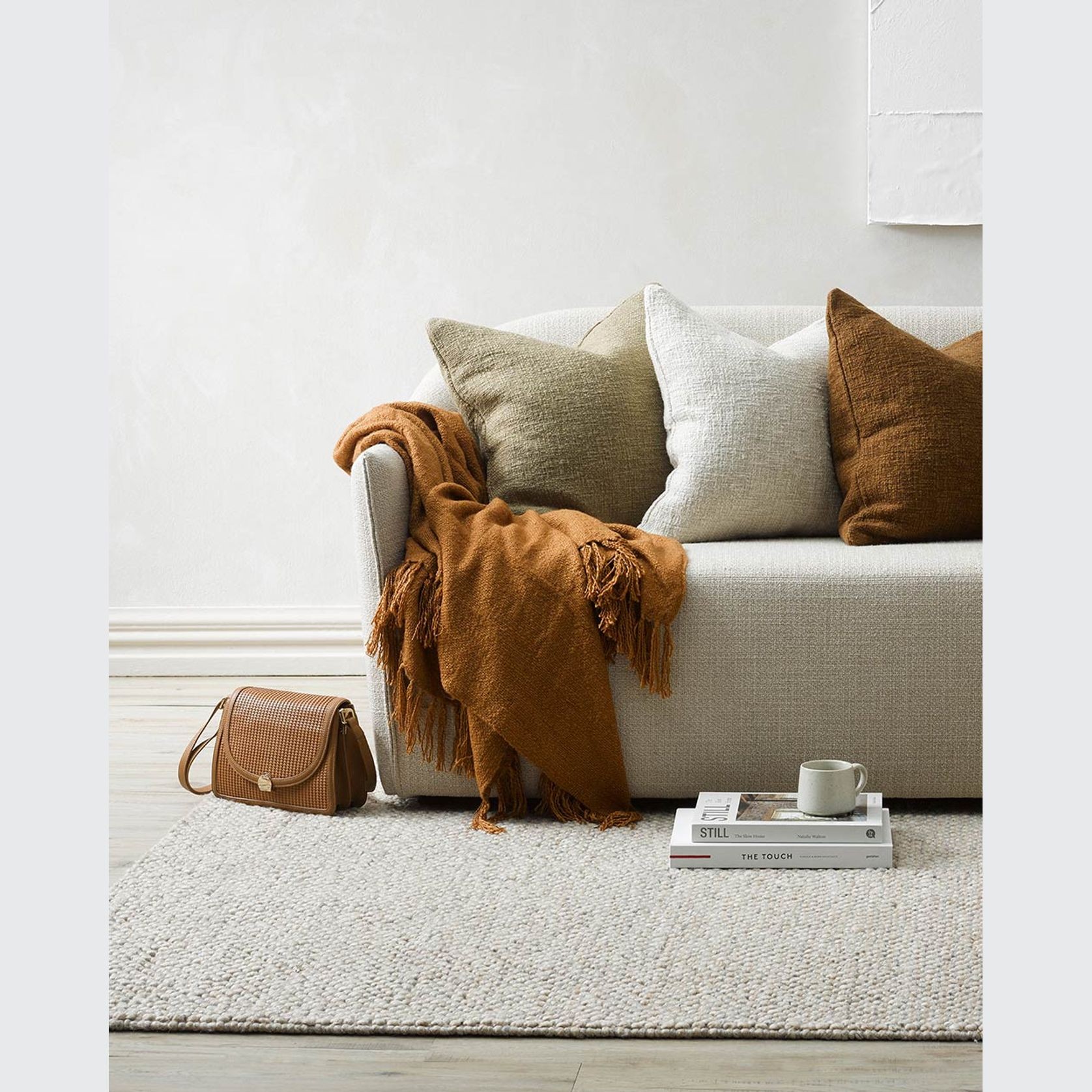 Baya Roxburgh Handwoven Loop Pile Rug - Parchment gallery detail image