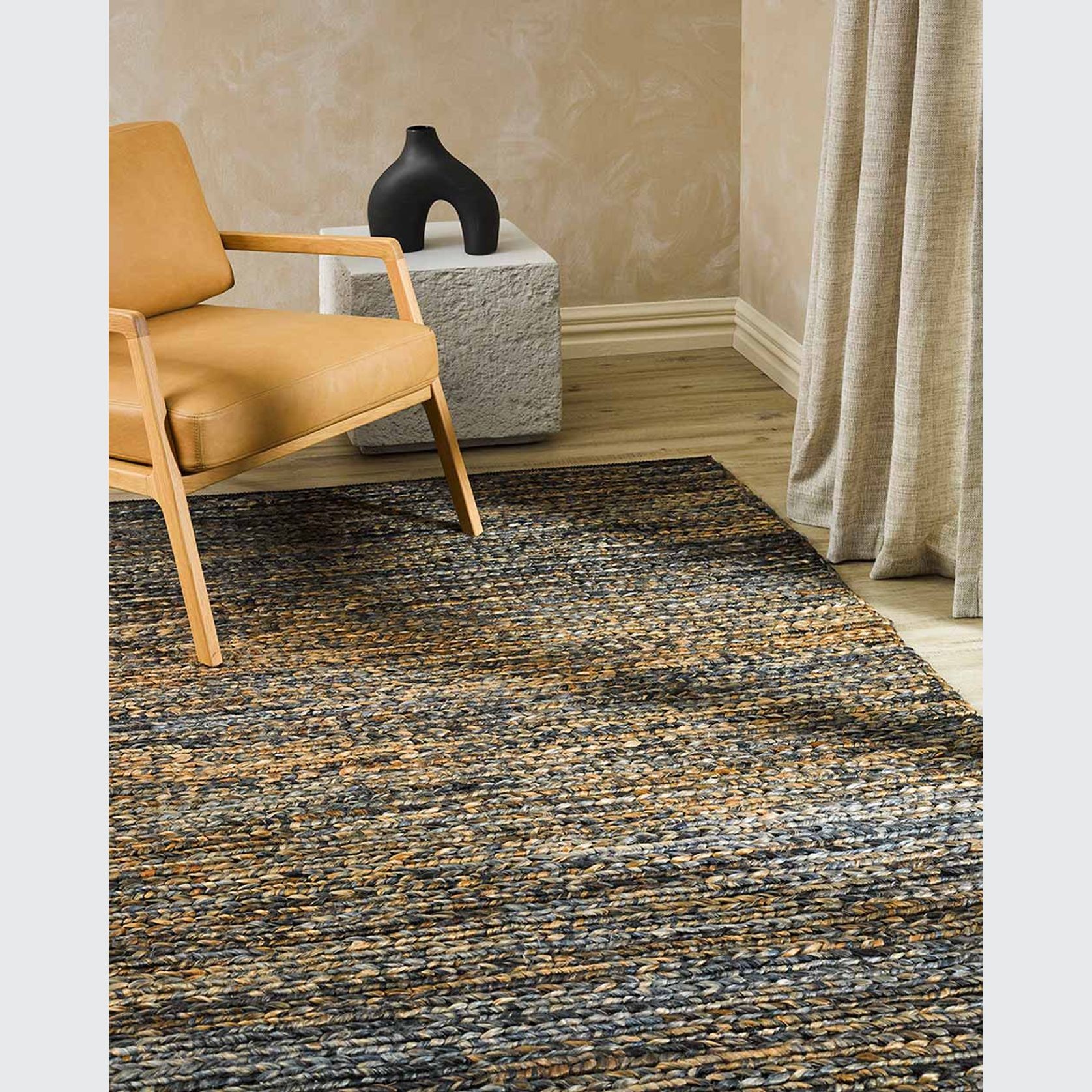 Baya Sanako Jute Floor Rug - Denim gallery detail image