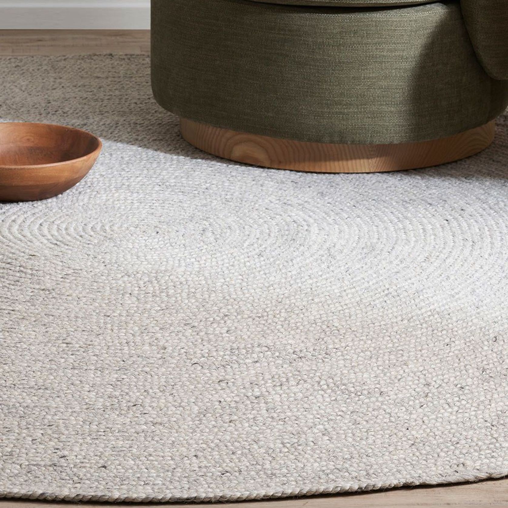Baya Tairua Handbraided Circular Rug - Silver Birch gallery detail image