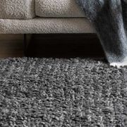 Baya Wanaka Handwoven Loop and Cut Pile Rug - Dark Grey gallery detail image
