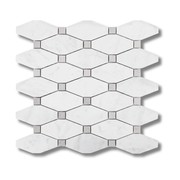 Carrara Honed Long Octagon Mosaic With Grey Dot gallery detail image