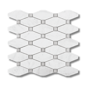 Carrara Honed Long Octagon Mosaic With Grey Dot gallery detail image