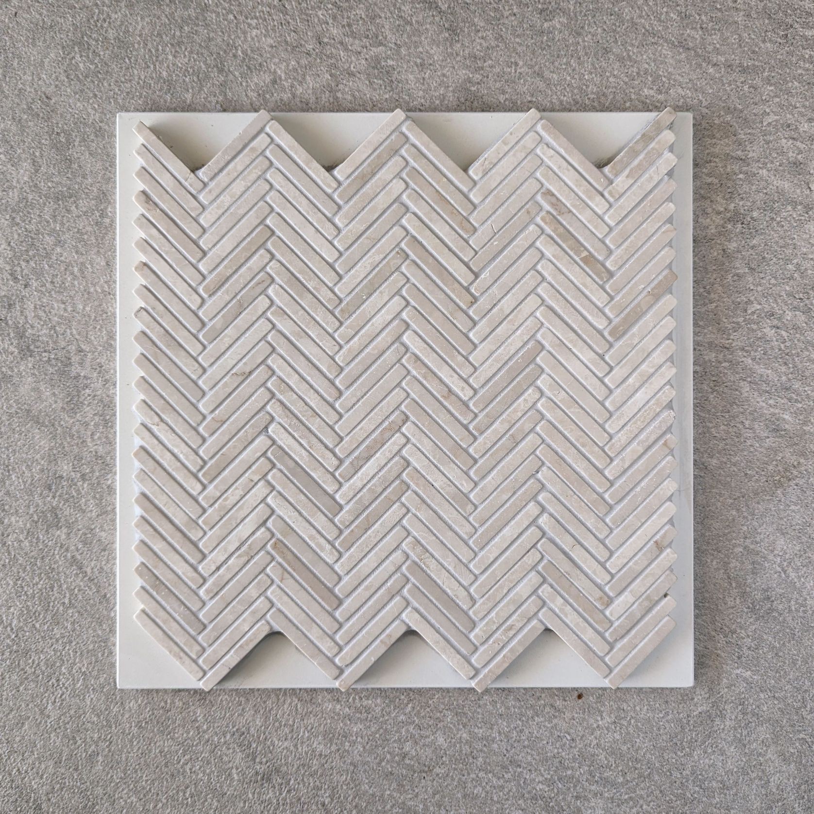 Herringbone Weave Mosaic - Vanilla Limestone gallery detail image
