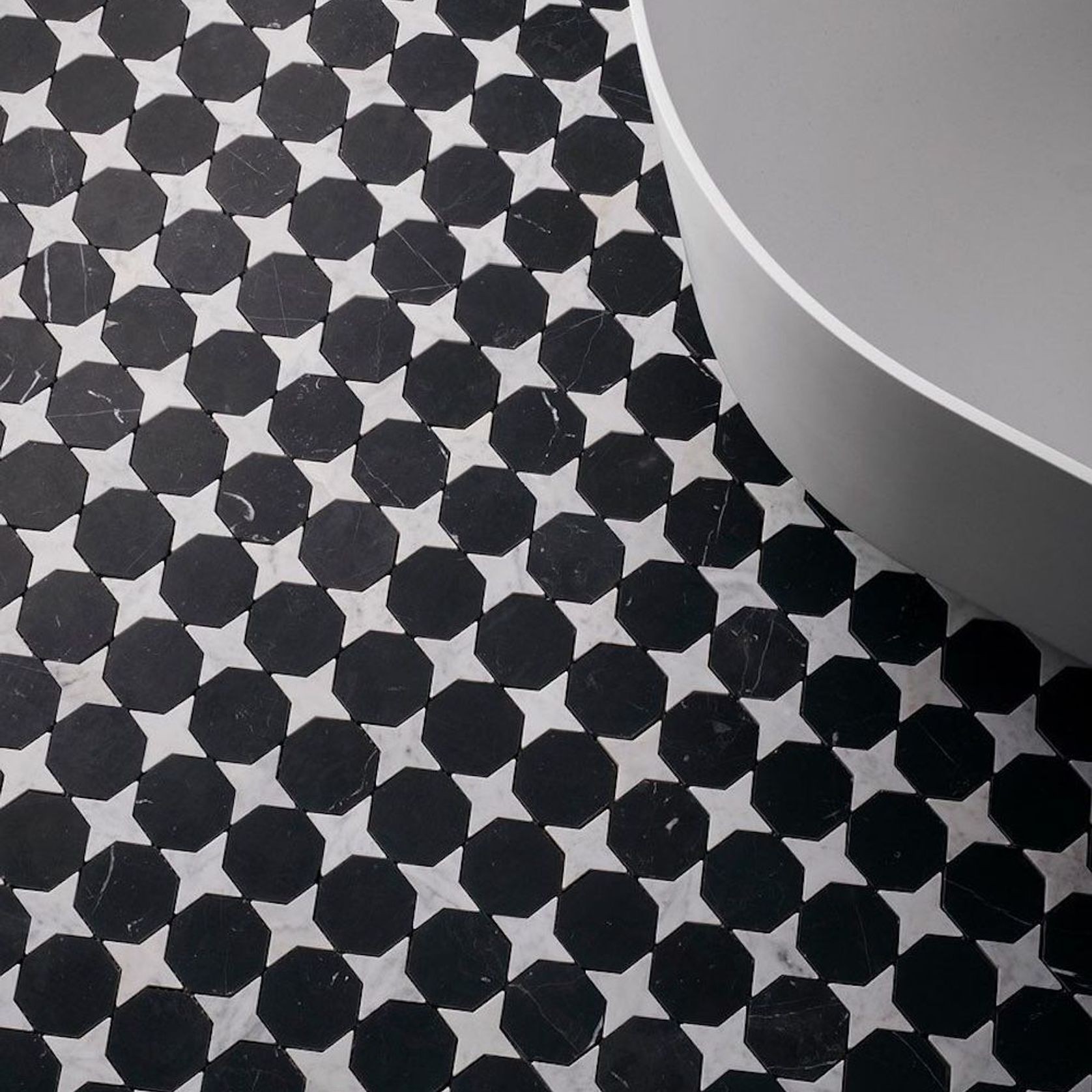 Labyrinth Transition Carrara & Nero Marble By Steve Cordony gallery detail image