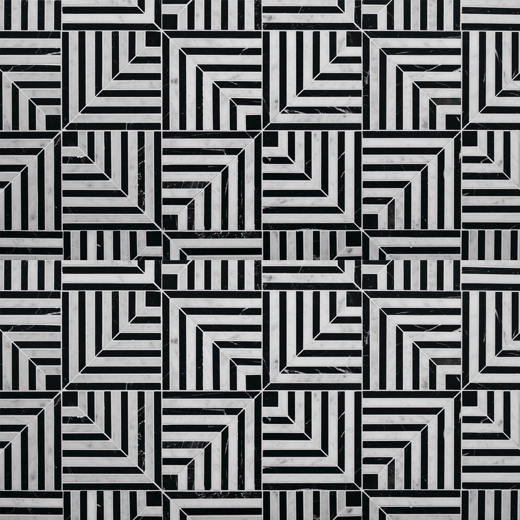 Labyrinth Gravity Carrara & Nero Marble By Steve Cordony gallery detail image