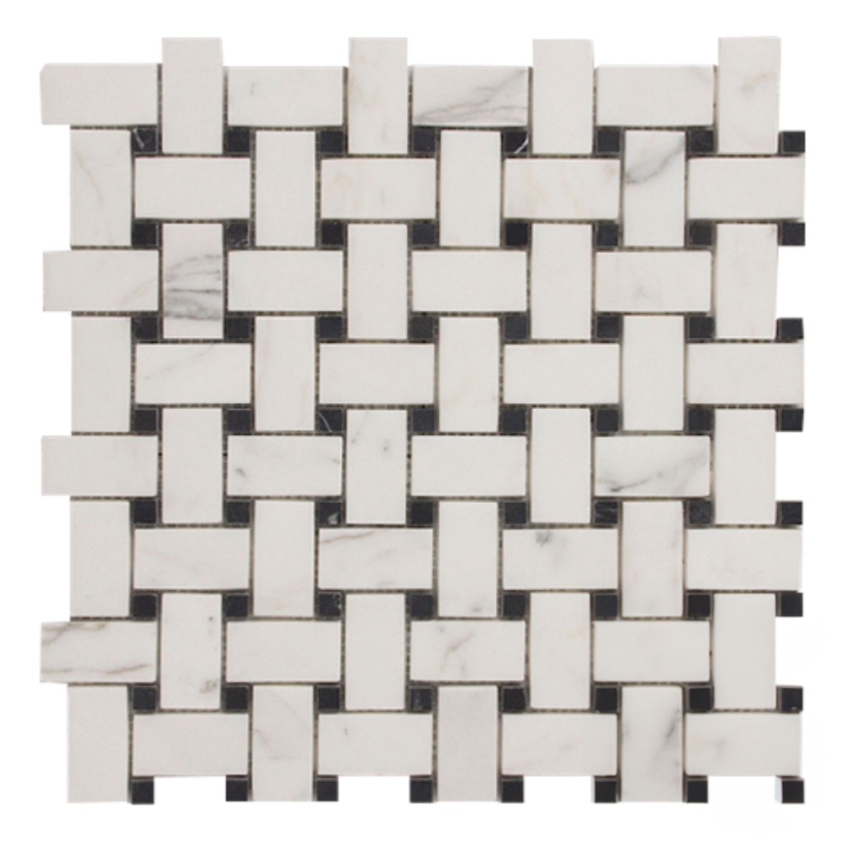 Basketweave - Calacatta/Nero Marquina Honed gallery detail image