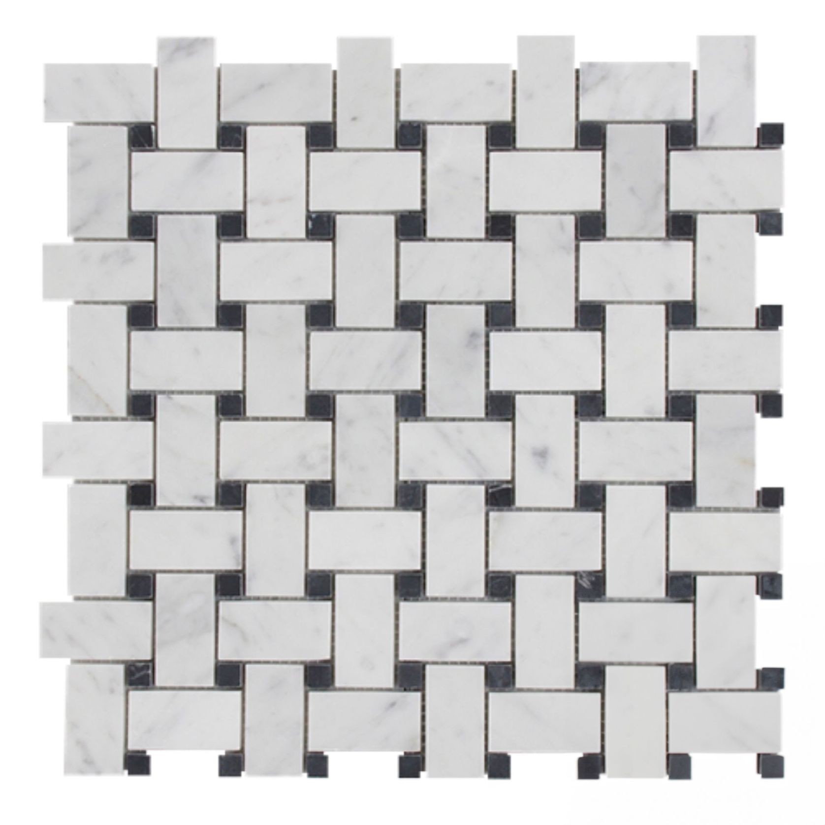 Basketweave - Carrara & Nero Marquina Honed gallery detail image