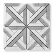Escher Parquetry Mosaic Carrara And Thassos Honed gallery detail image