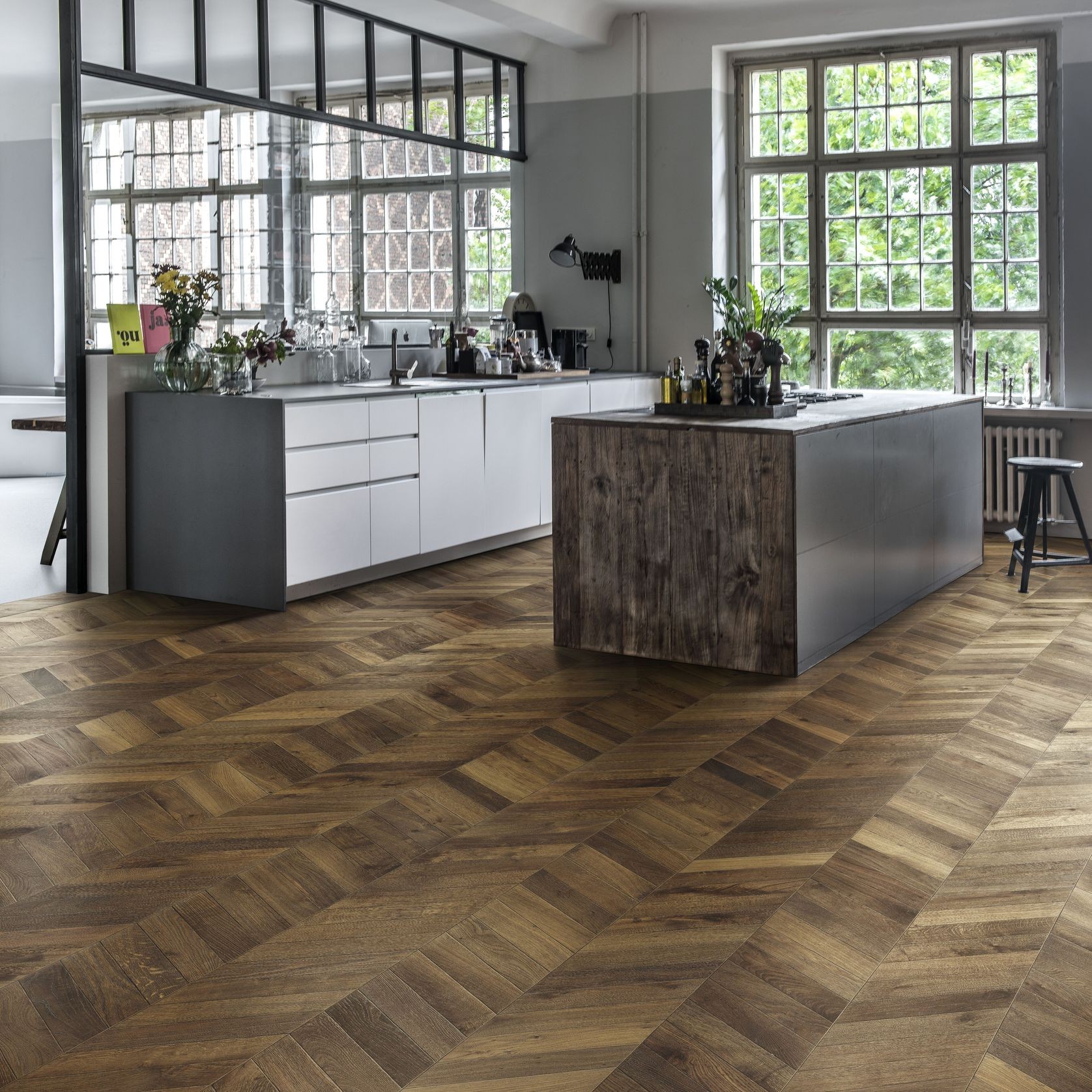 Oak Chevron Dark Brown Wood Flooring gallery detail image
