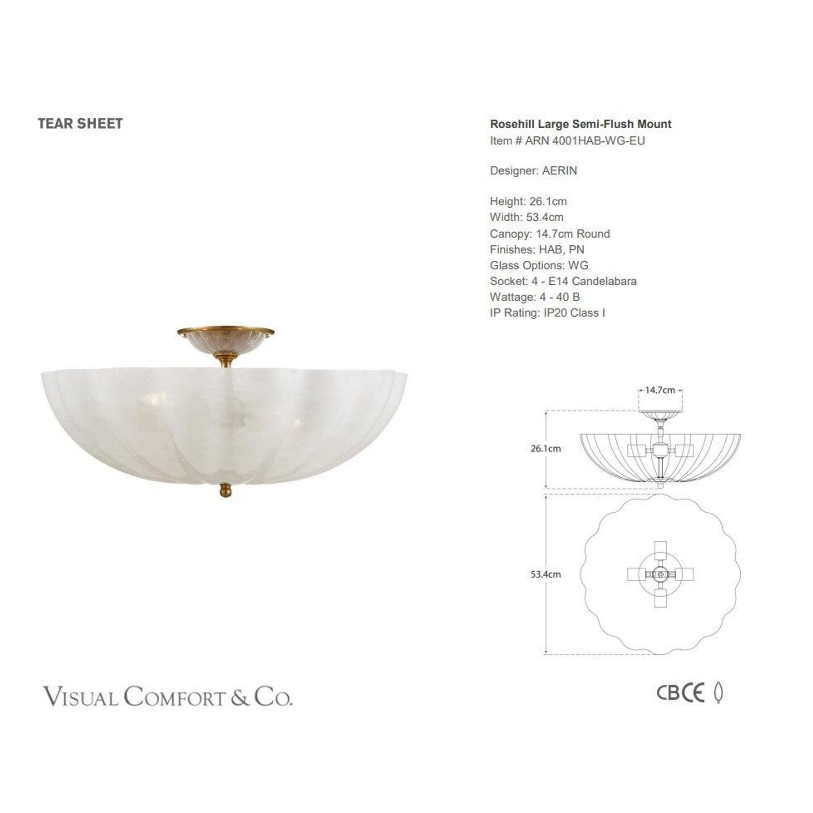 Visual Comfort AERIN Rosehill Large Flush Mount gallery detail image