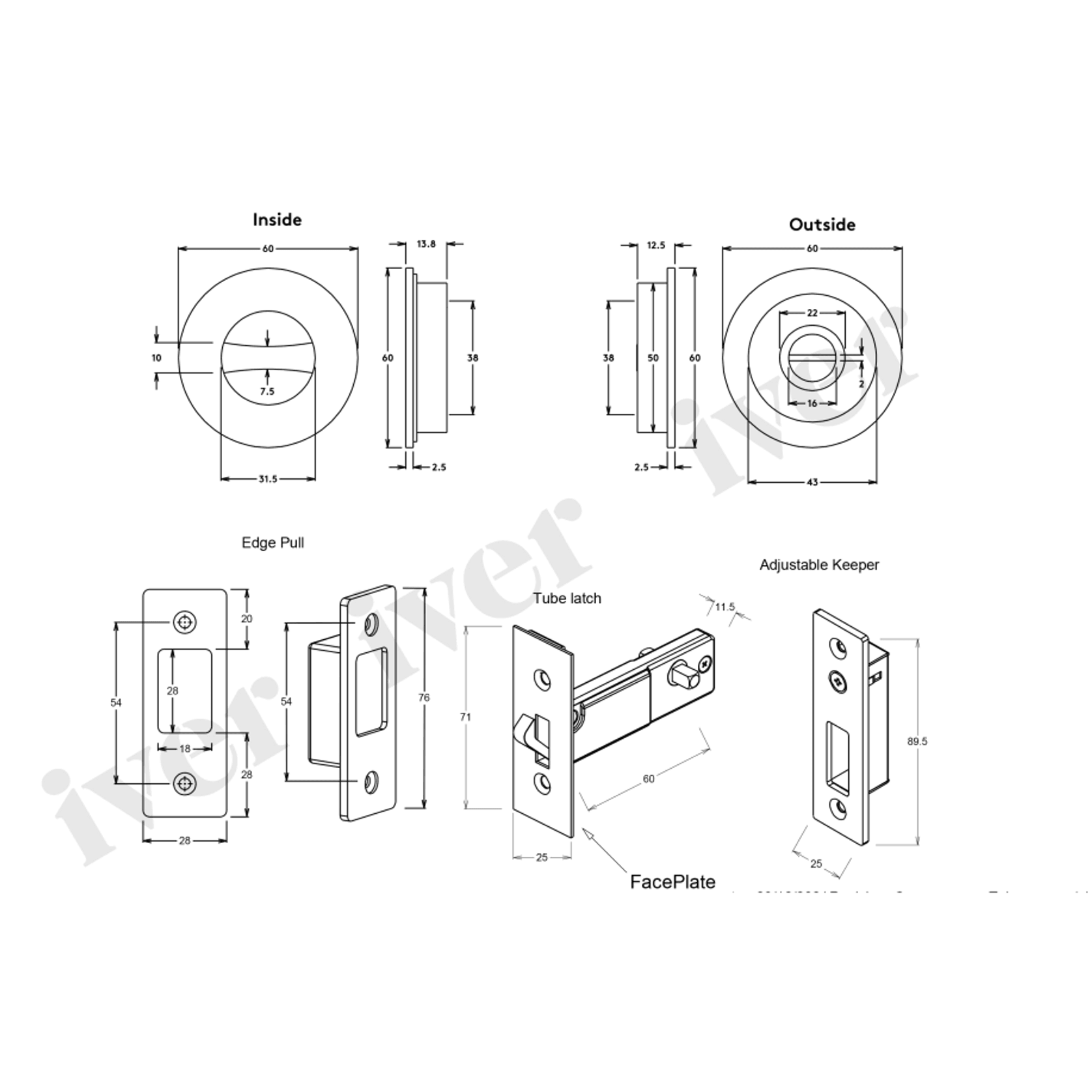Iver Sliding Door Pull Round Privacy Satin Nickel 21439 *Pair* gallery detail image