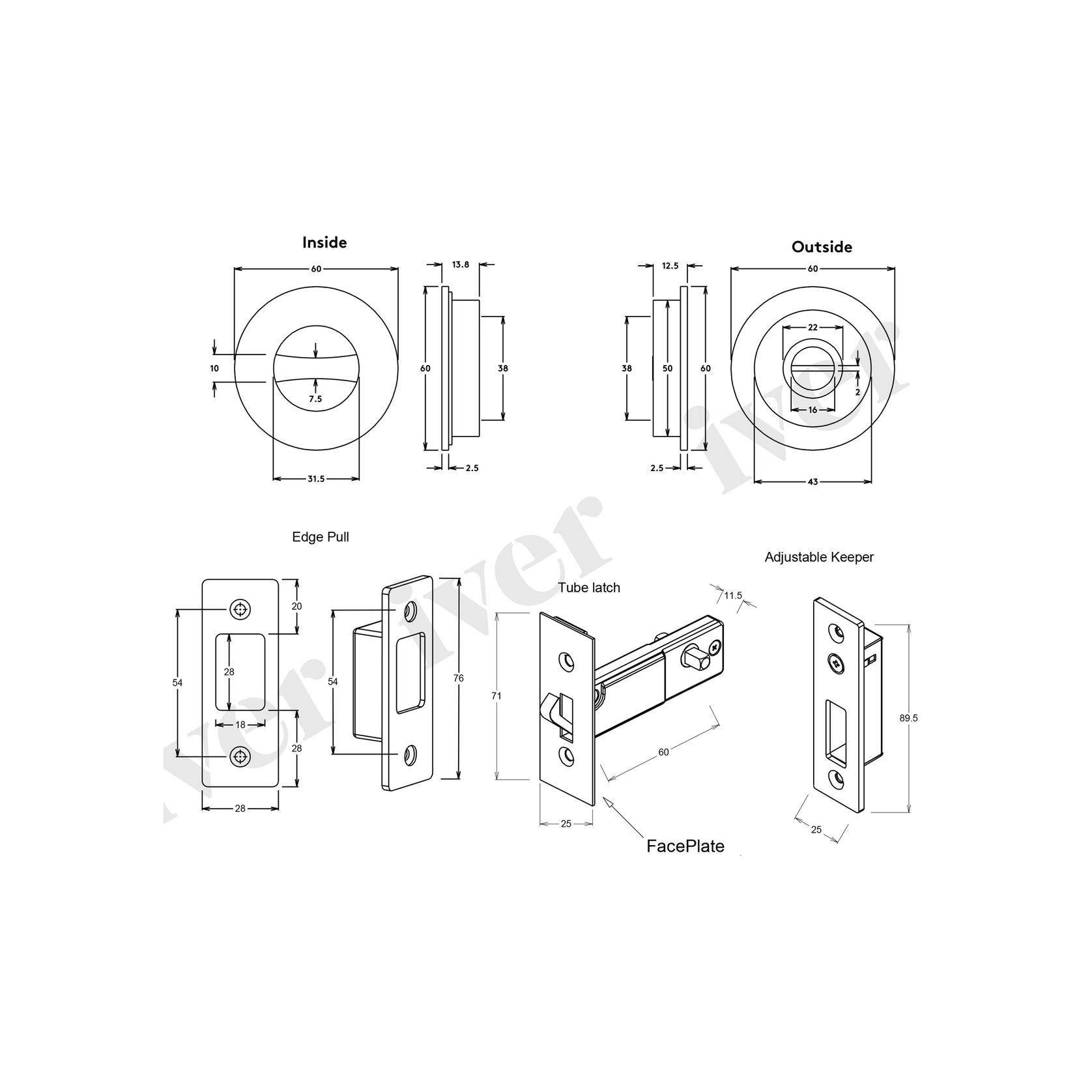 Iver Round Sliding Door Pull with Inbuilt Privacy Turn gallery detail image