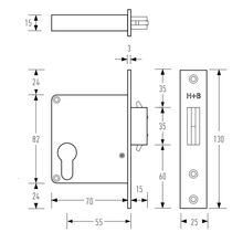 HB2020 Sliding Door Mortice Lock 55mm Backset gallery detail image