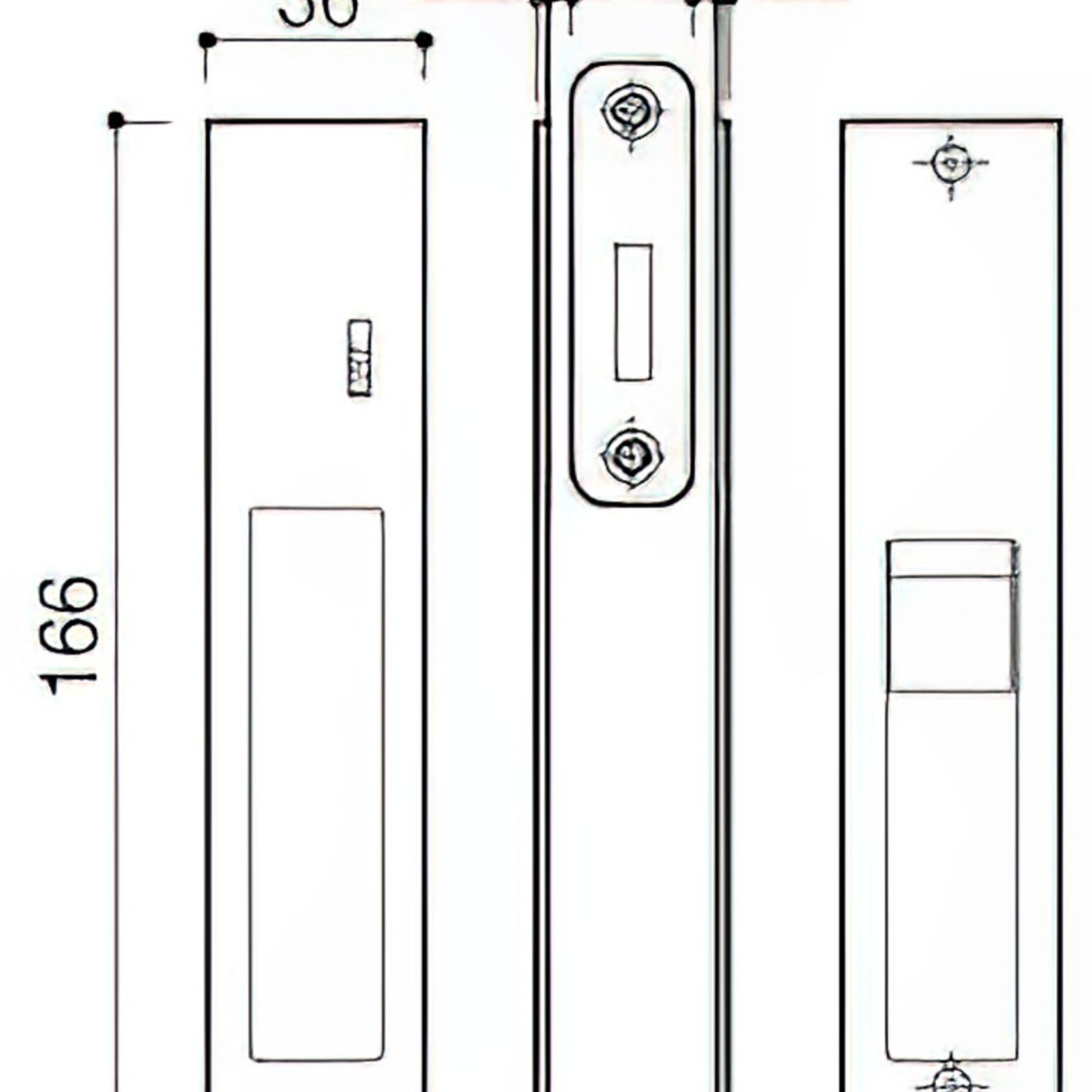 Kawajun KV-07 Recessed Door Pull with Privacy Lock gallery detail image