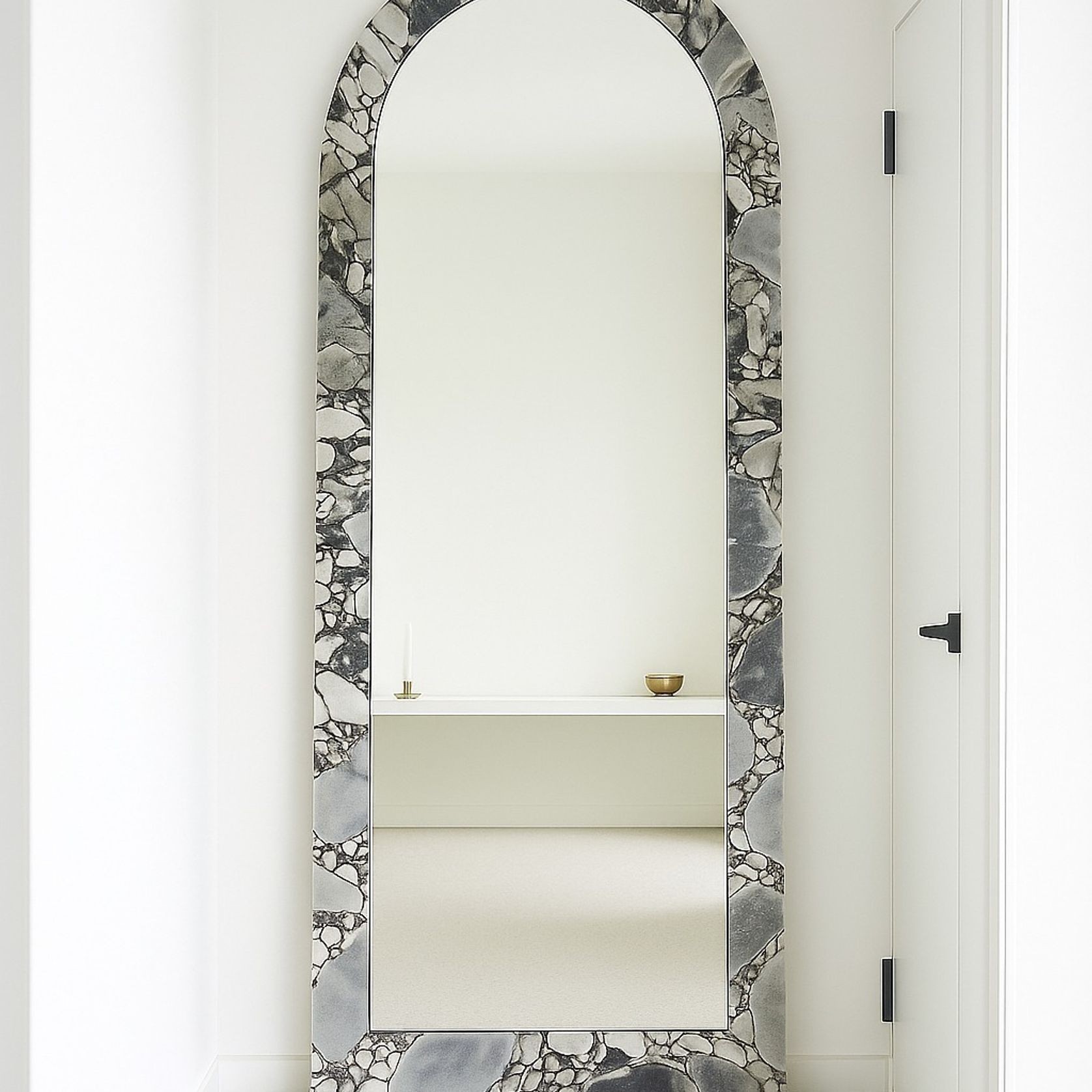 Crescent Arch Mirror - Milky Blue gallery detail image