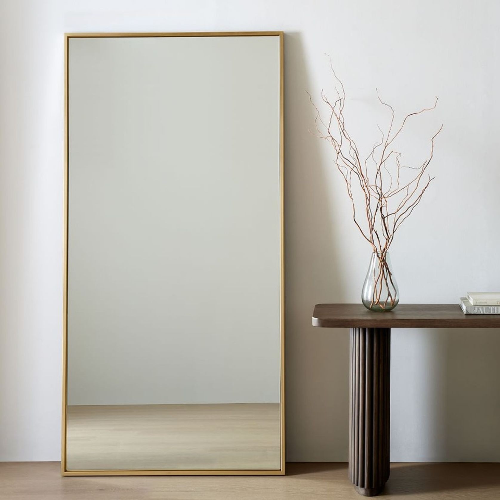 Metal Frame Oversized Floor Mirror - Antique Brass gallery detail image