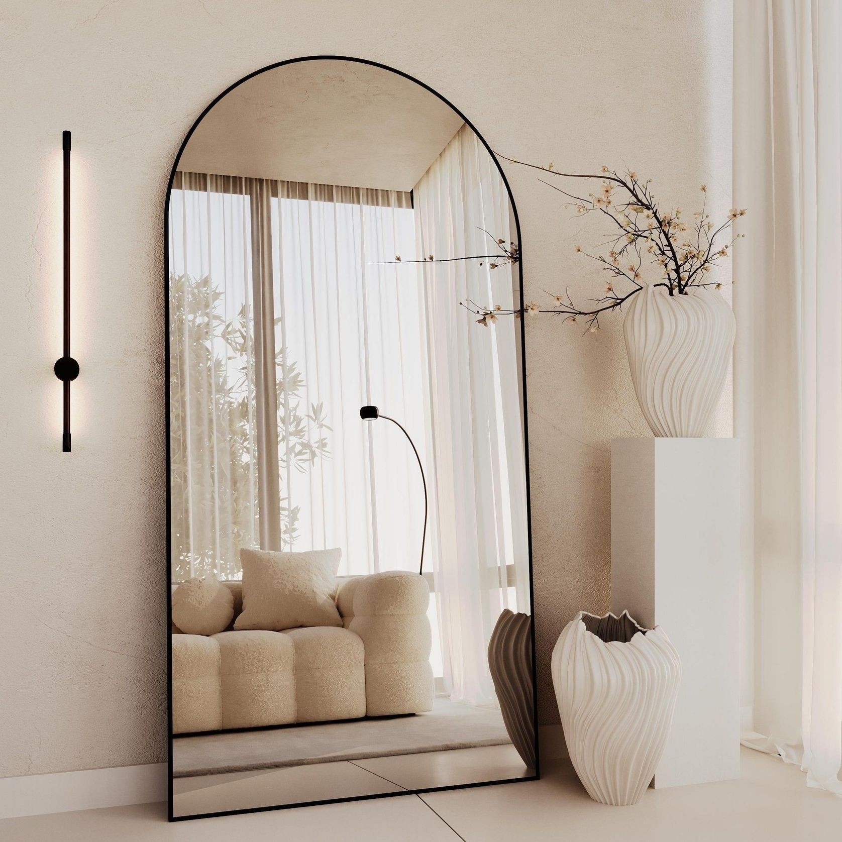 Noir Black Arch Mirror | 2000 x 1000 gallery detail image