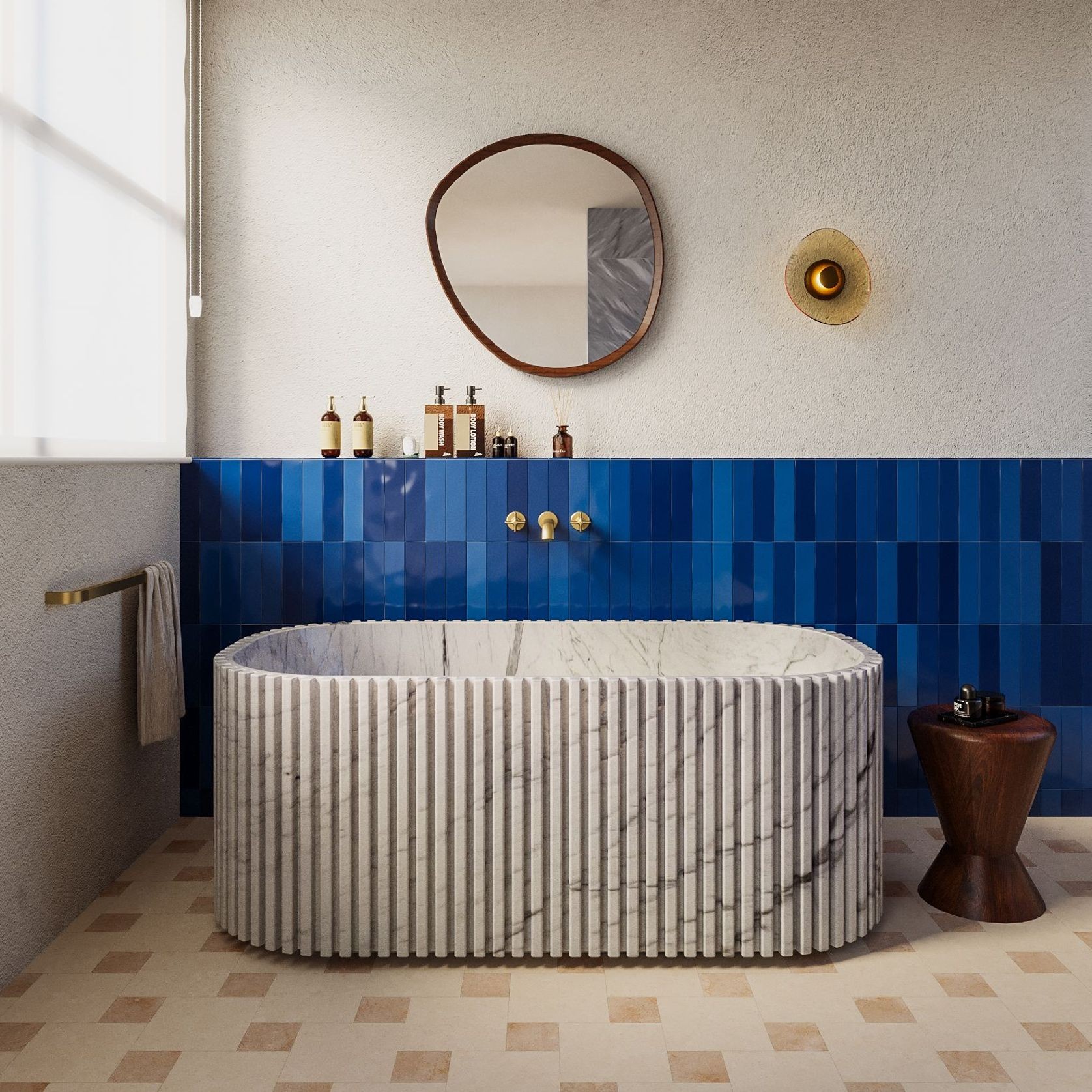 Biju Fluted Marble Bathtub gallery detail image