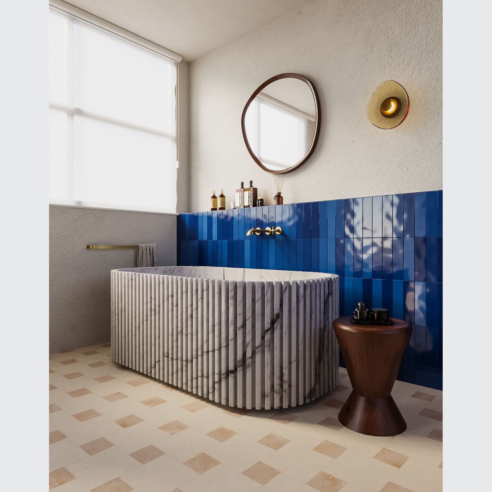 Biju Fluted Marble Bathtub gallery detail image