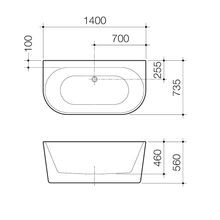 Urbane II Back to Wall Free Standing Bath 1400 gallery detail image