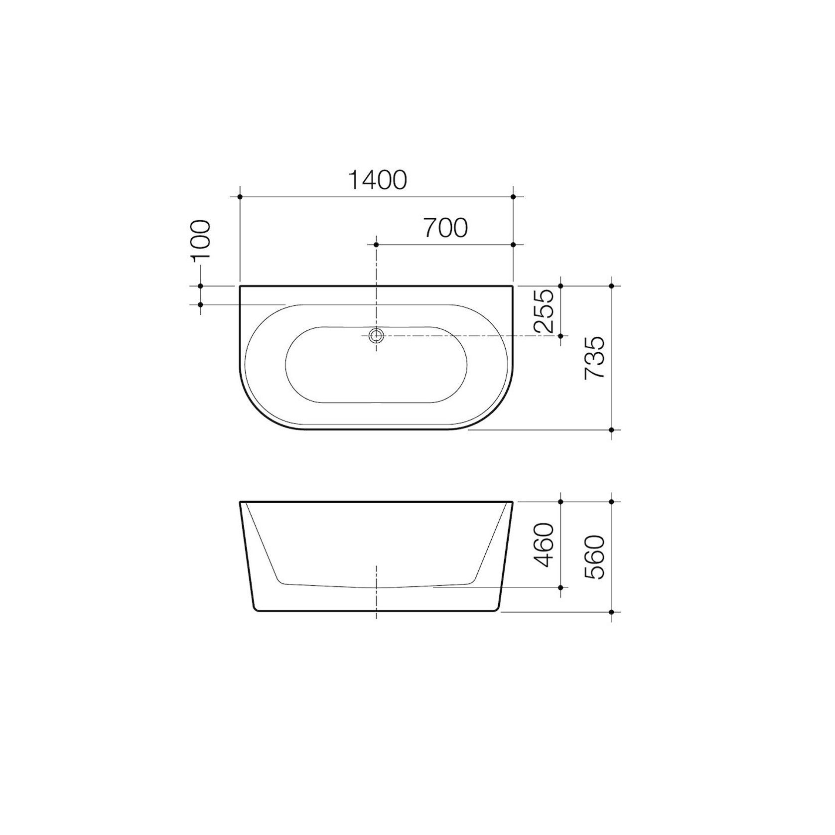 Urbane II Back to Wall Free Standing Bath 1400 gallery detail image