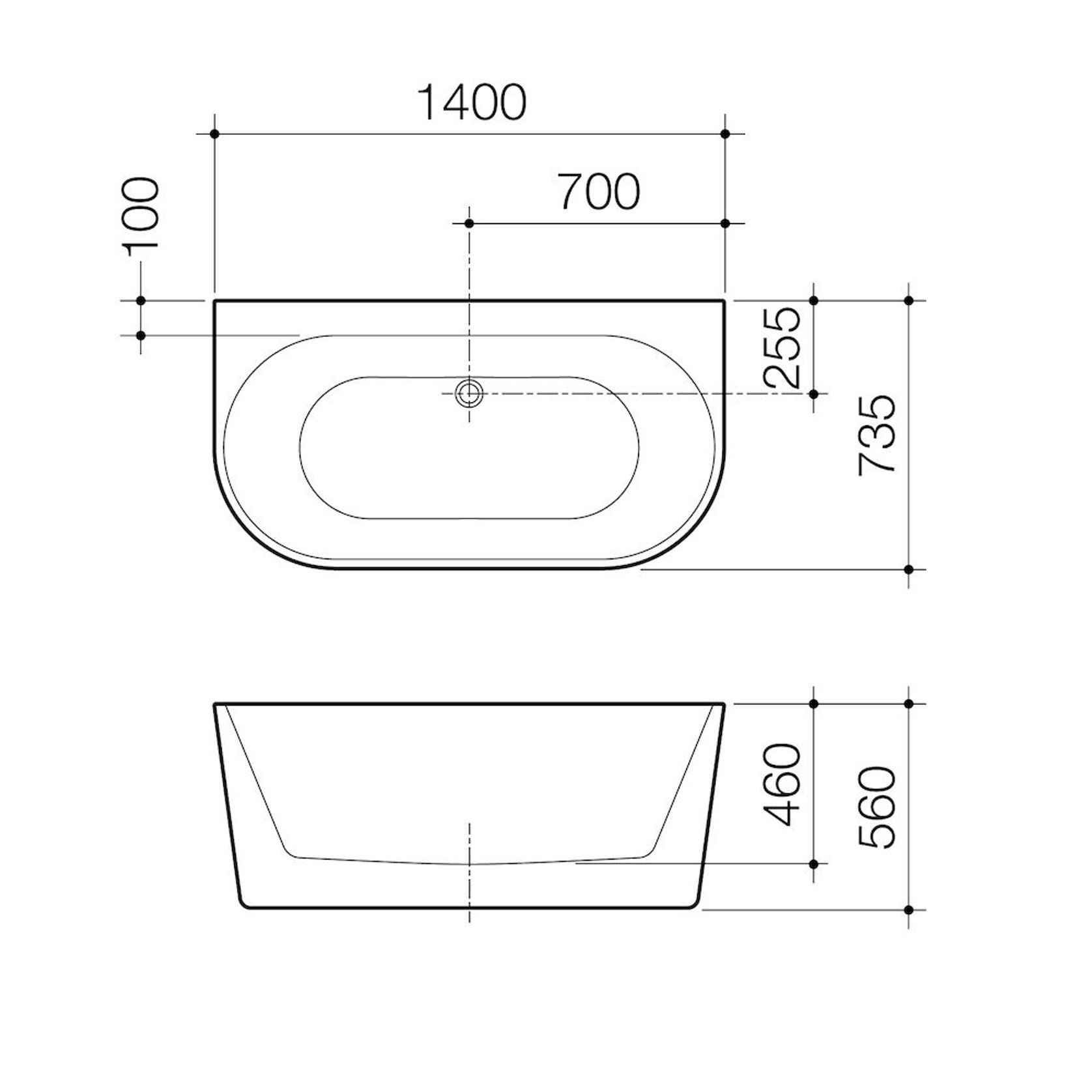 Urbane II Back to Wall Free Standing Bath 1400 gallery detail image