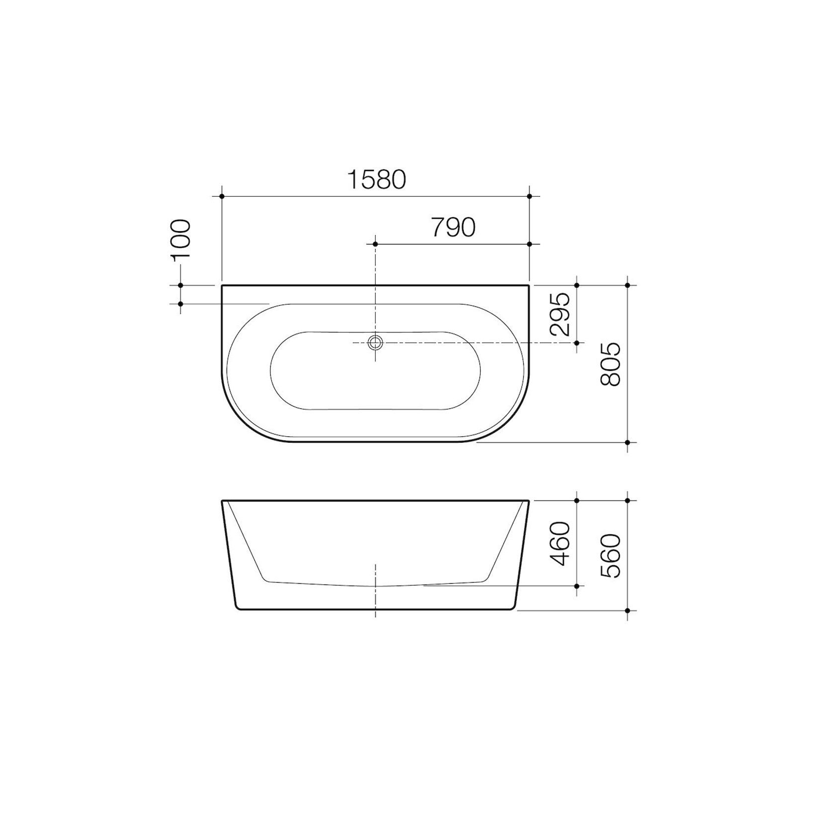 Urbane II Back to Wall Free Standing Bath 1600 gallery detail image