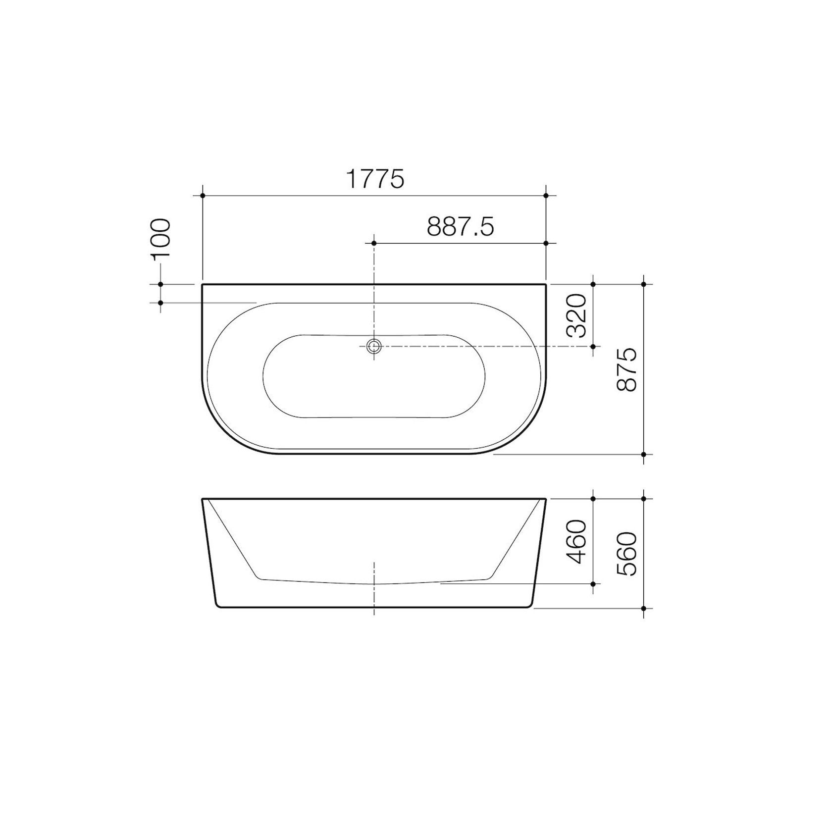 Urbane II Back to Wall Free Standing Bath 1800 gallery detail image