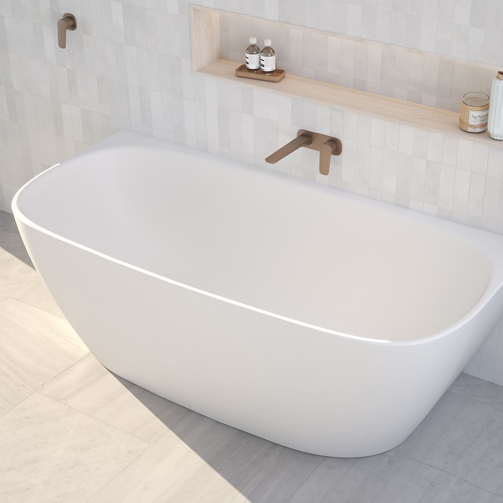 Contura II 1700mm Back to Wall Freestanding Bath | Matte White gallery detail image