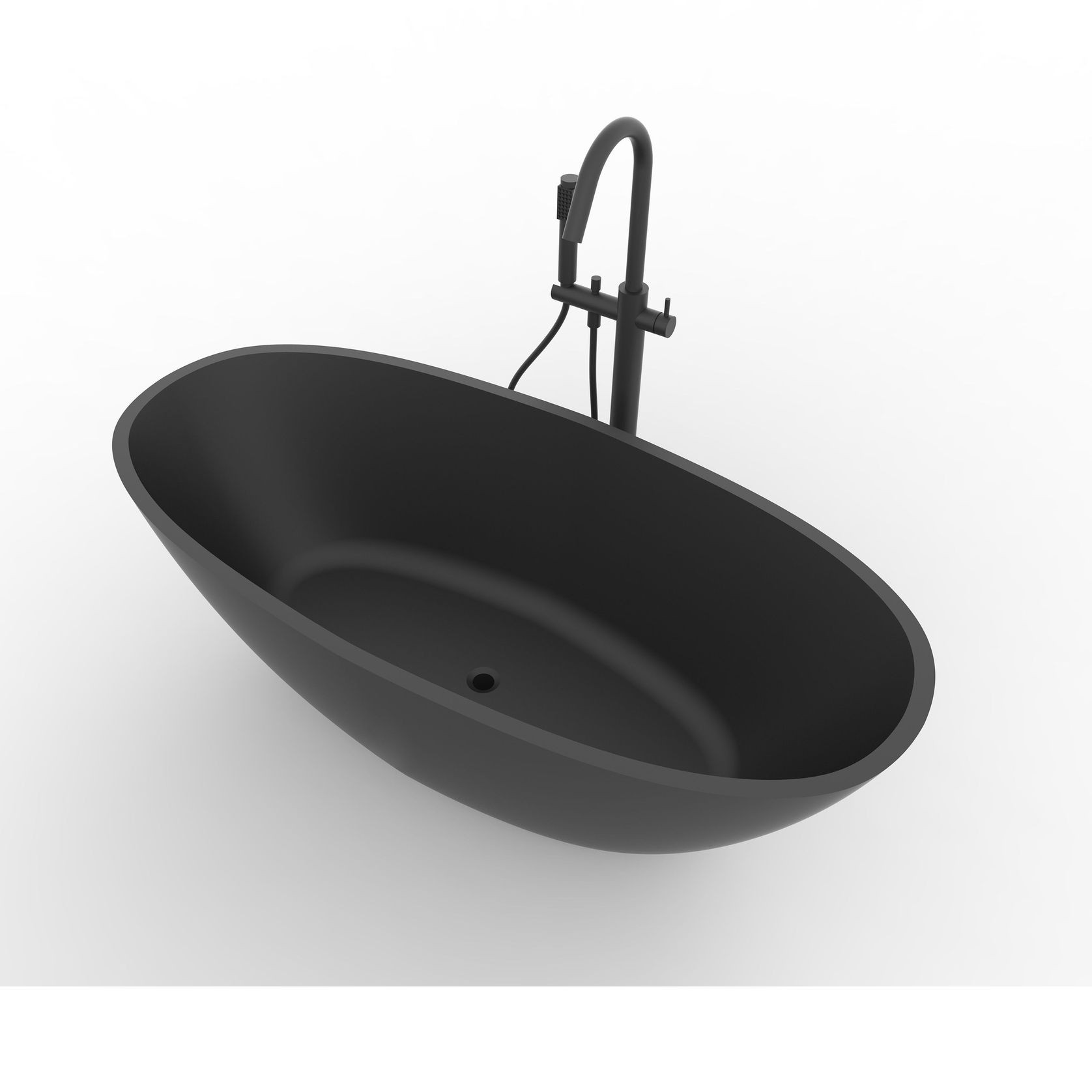 Hugi B008 Large Curved Bath 1640MM - Matte Concrete gallery detail image